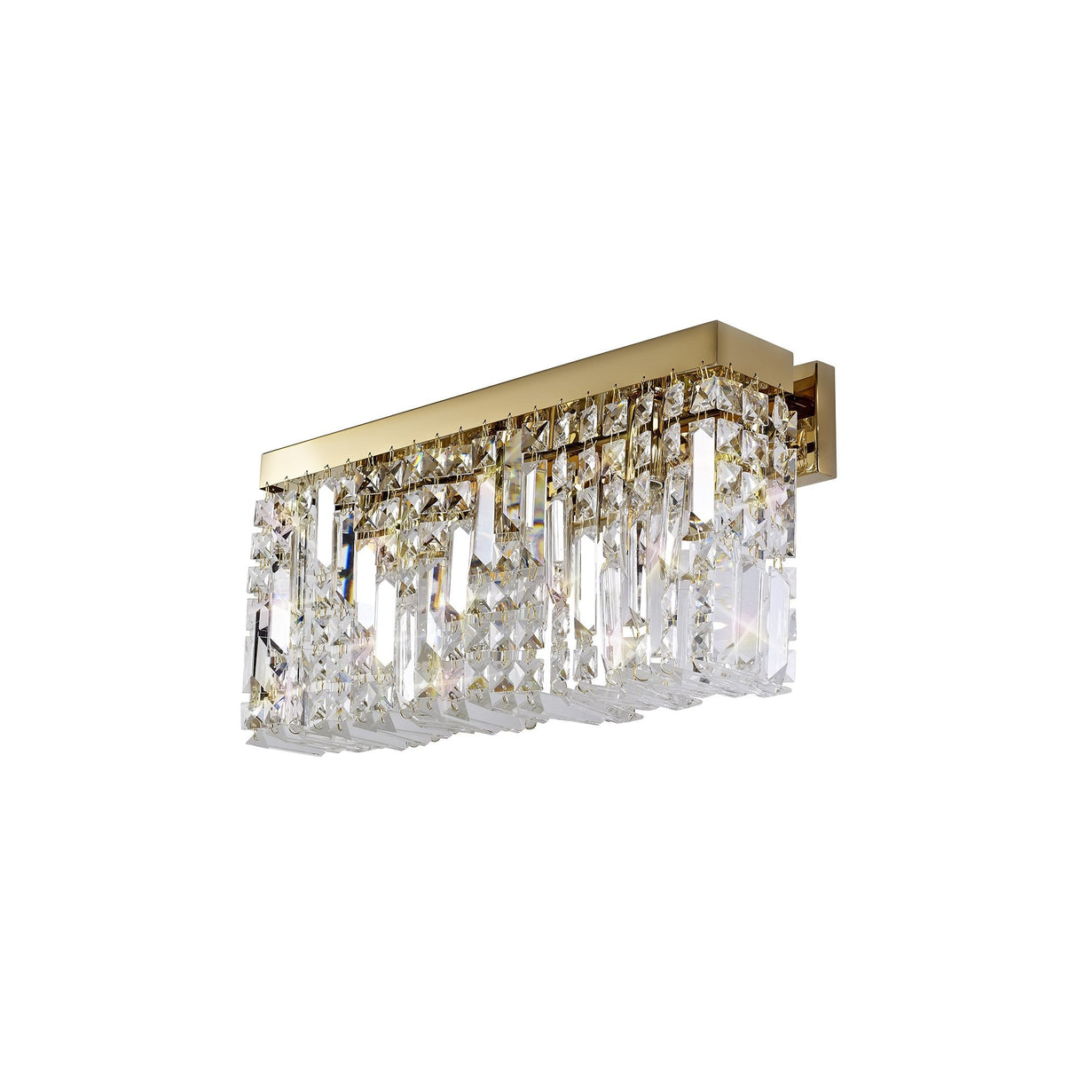 Elegant 3-Light Gold and Crystal Wall Lamp, Large Rectangular Design
