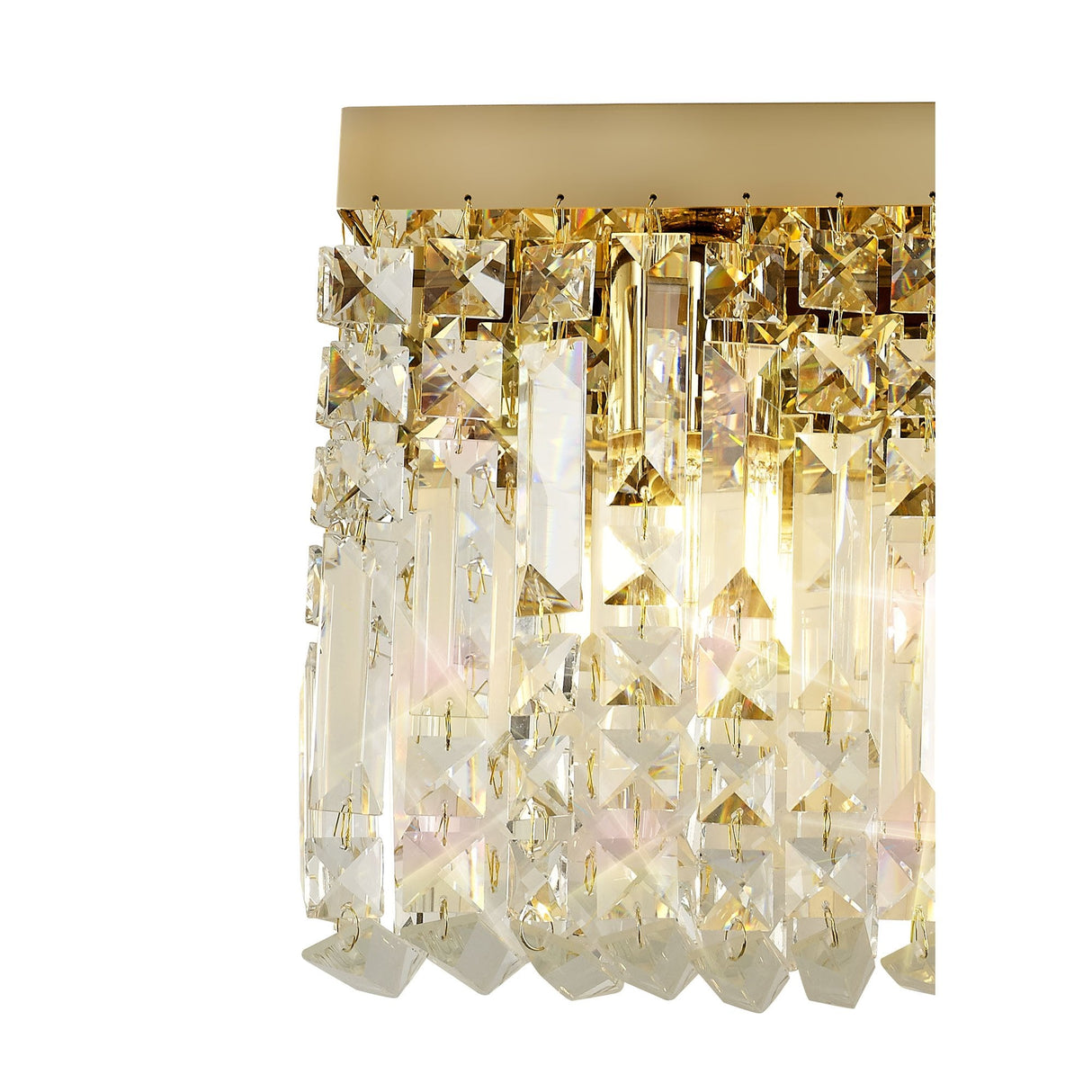 Elegant 3-Light Gold and Crystal Wall Lamp, Large Rectangular Design