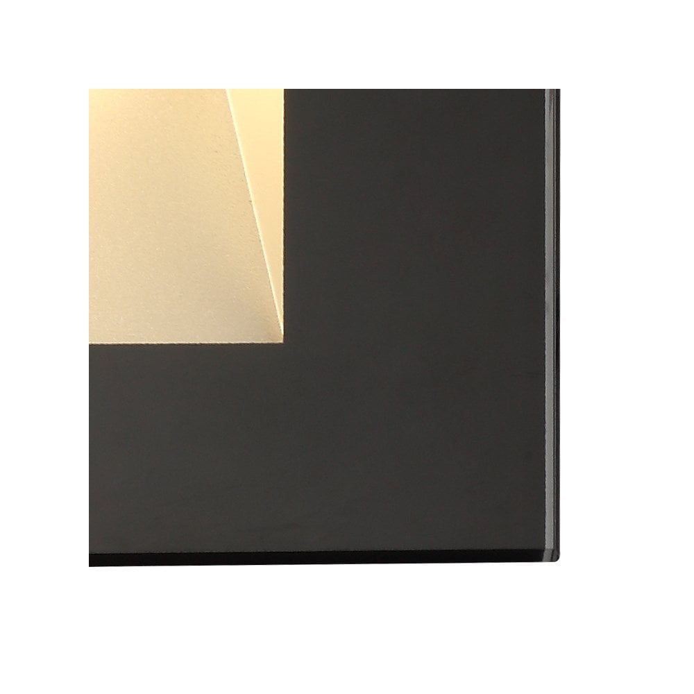 Sleek Black Recessed LED Wall Light, 3.3W, Warm White, IP65, 3-Year Warranty