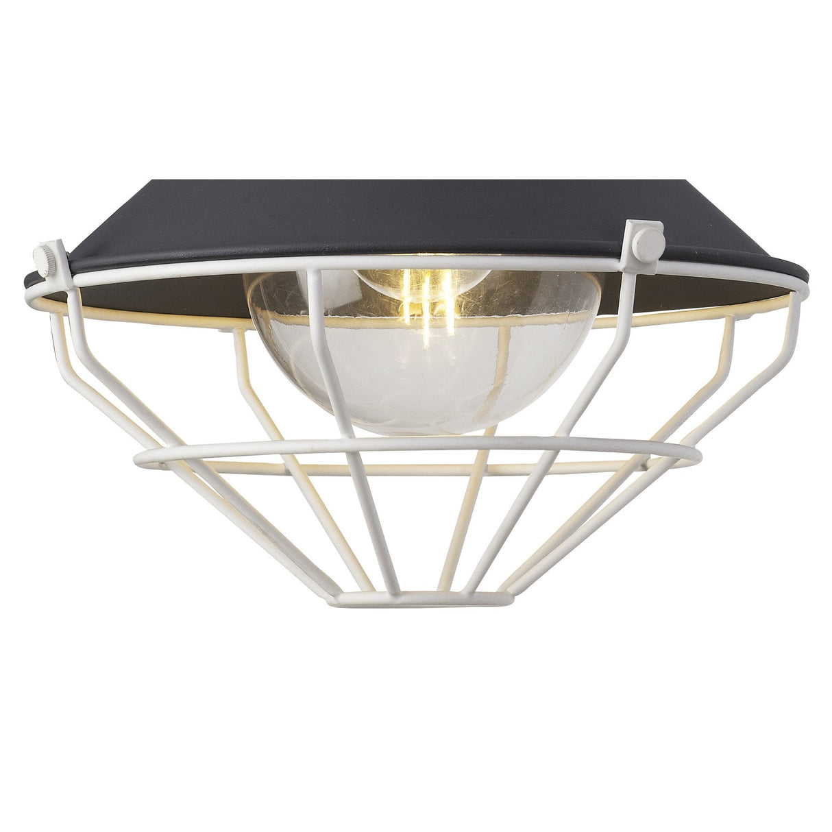 Modern Anthracite & White Semi-Flush Ceiling Light with Clear Shade, E27, IP65, 2-Year Warranty