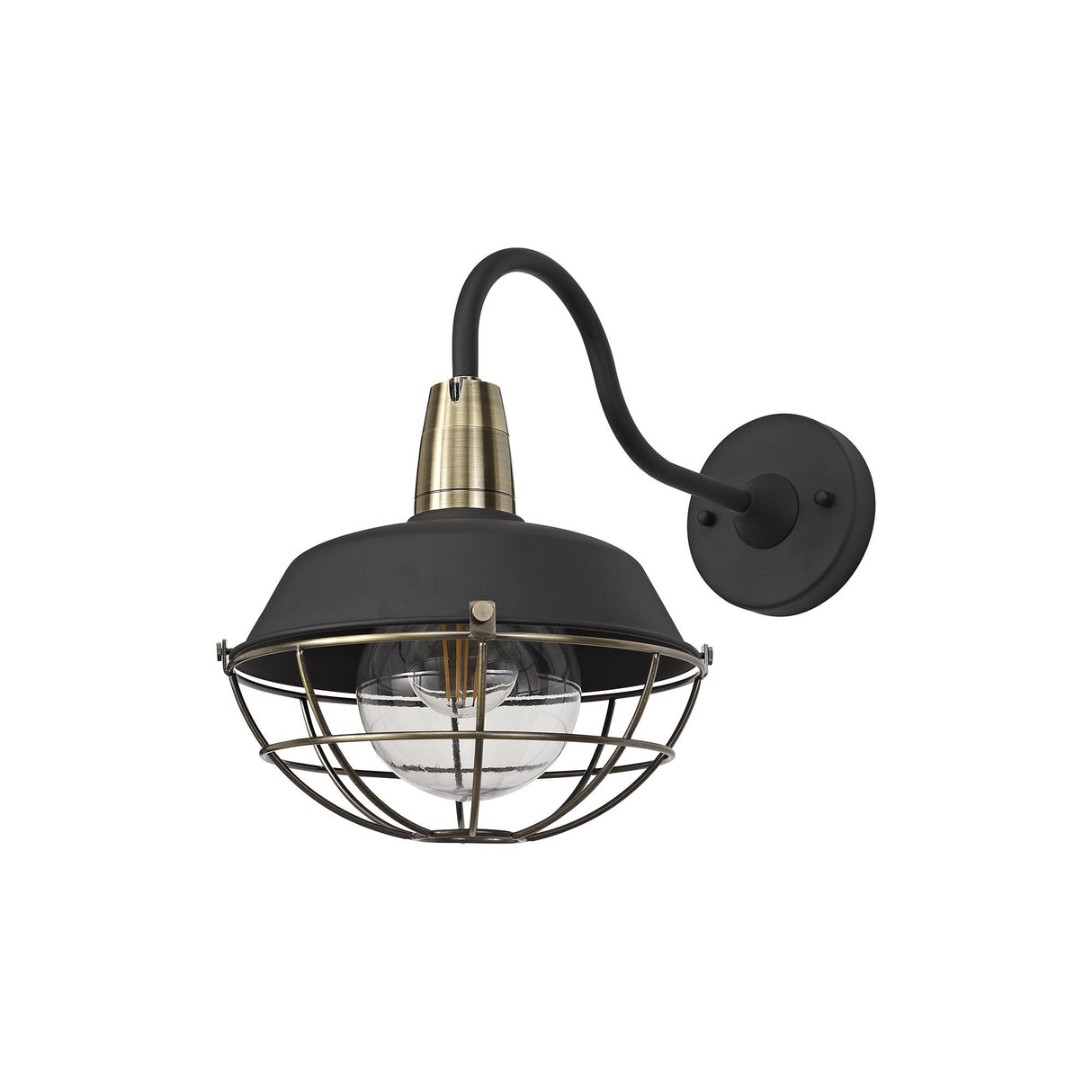 Contemporary Outdoor Wall Lamp, Matt Black & Brushed Bronze Finish, Clear Shade, 2-Year Warranty