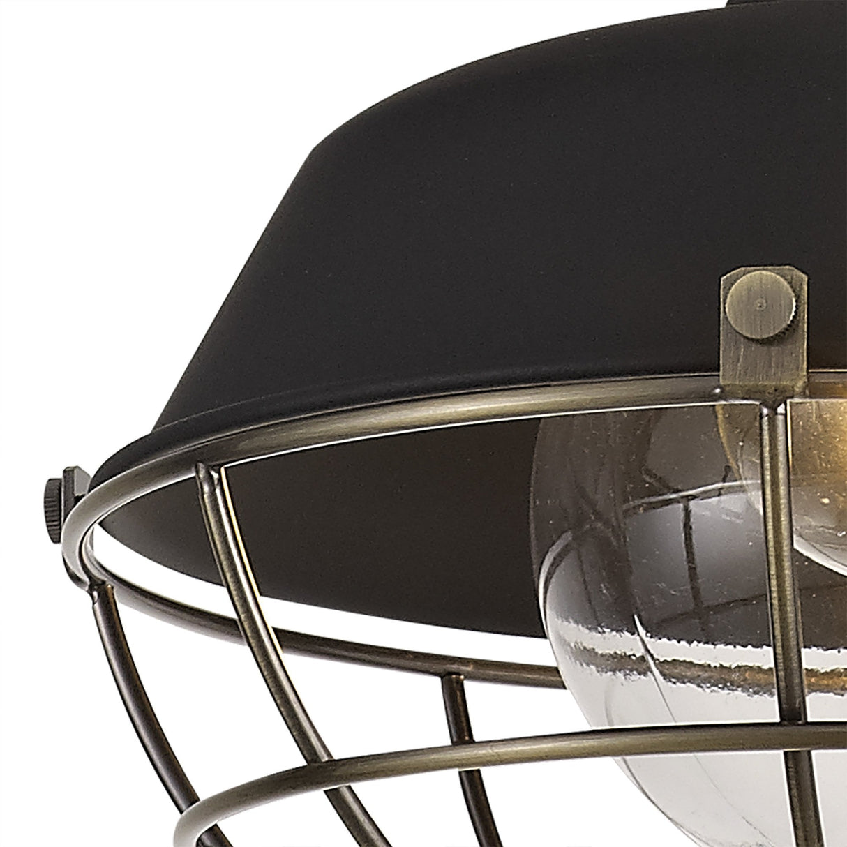 Elegant Matt Black and Brushed Bronze Pendant Light with Clear Shade, IP65 Rated, Adjustable Drop