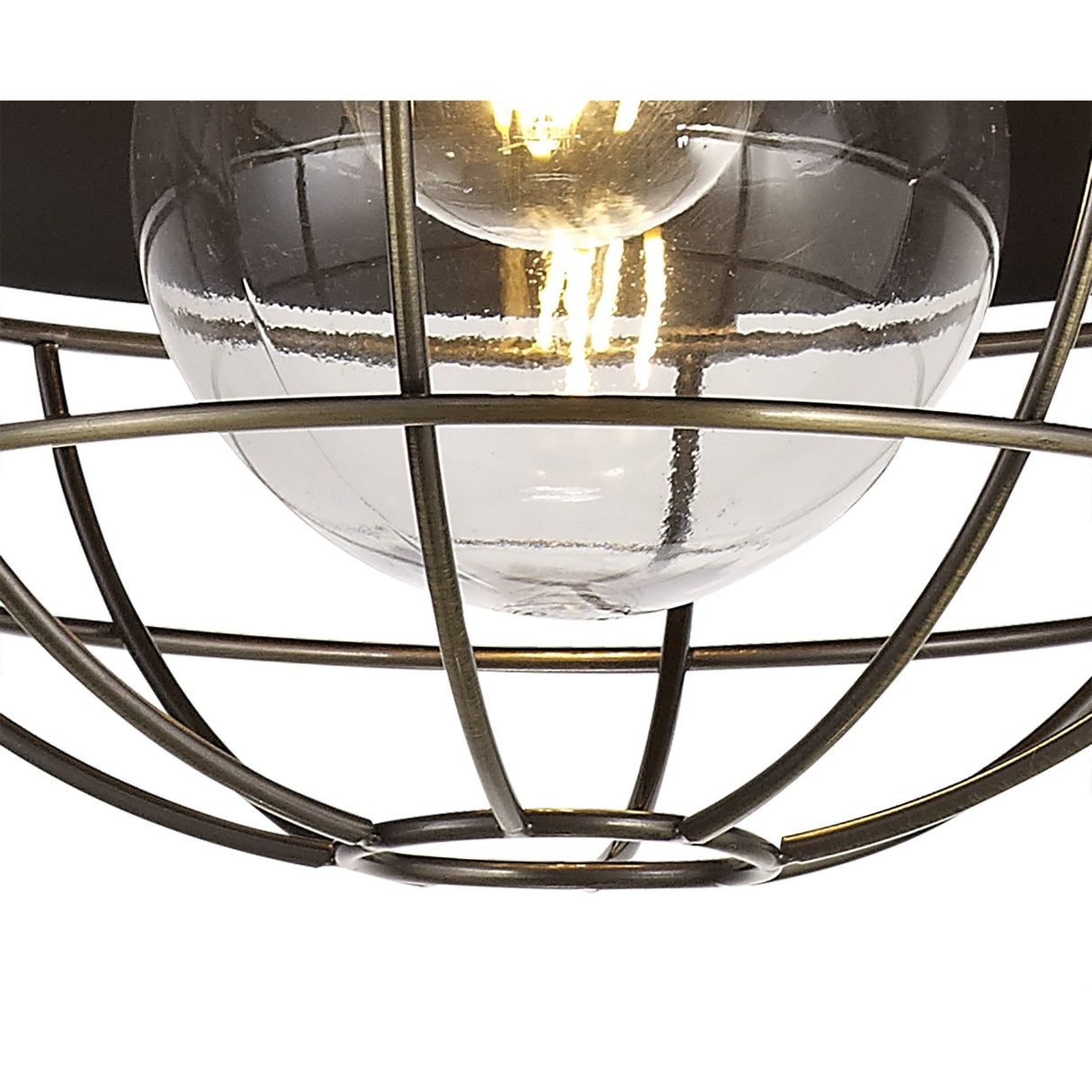 Elegant Matt Black and Brushed Bronze Pendant Light with Clear Shade, IP65 Rated, Adjustable Drop