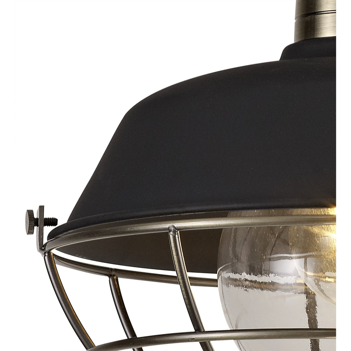 Modern IP65 Semi-Flush Ceiling Light with Clear Shade in Matt Black and Brushed Bronze Finish, E27 Base