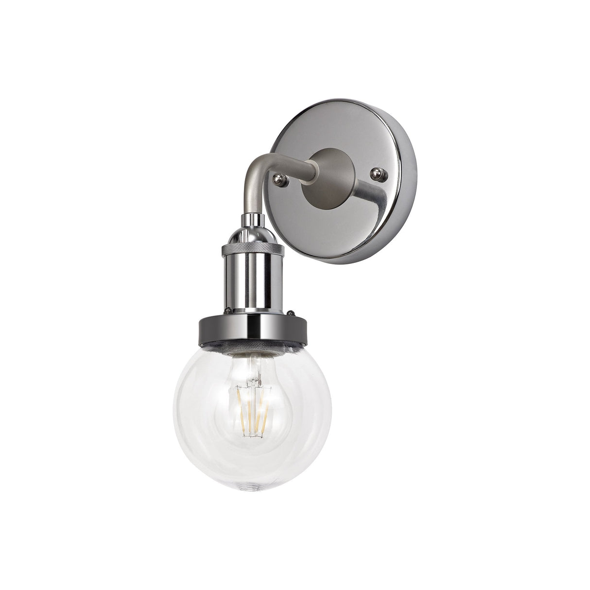 Outdoor Wall Lantern in Titanium Silver & Polished Chrome with Clear Shade