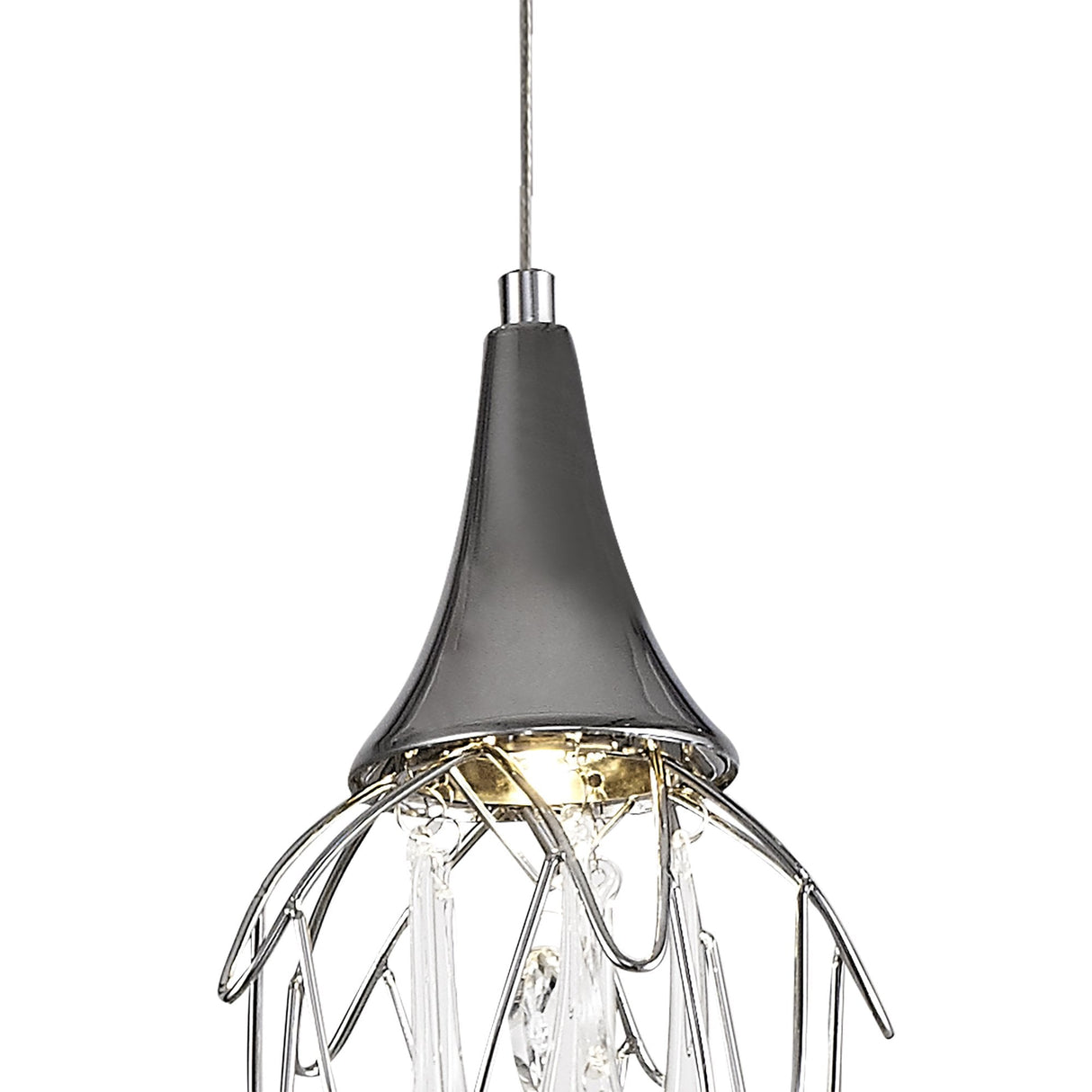 Sleek Polished Chrome Linear Pendant with Clear Glass Accents
