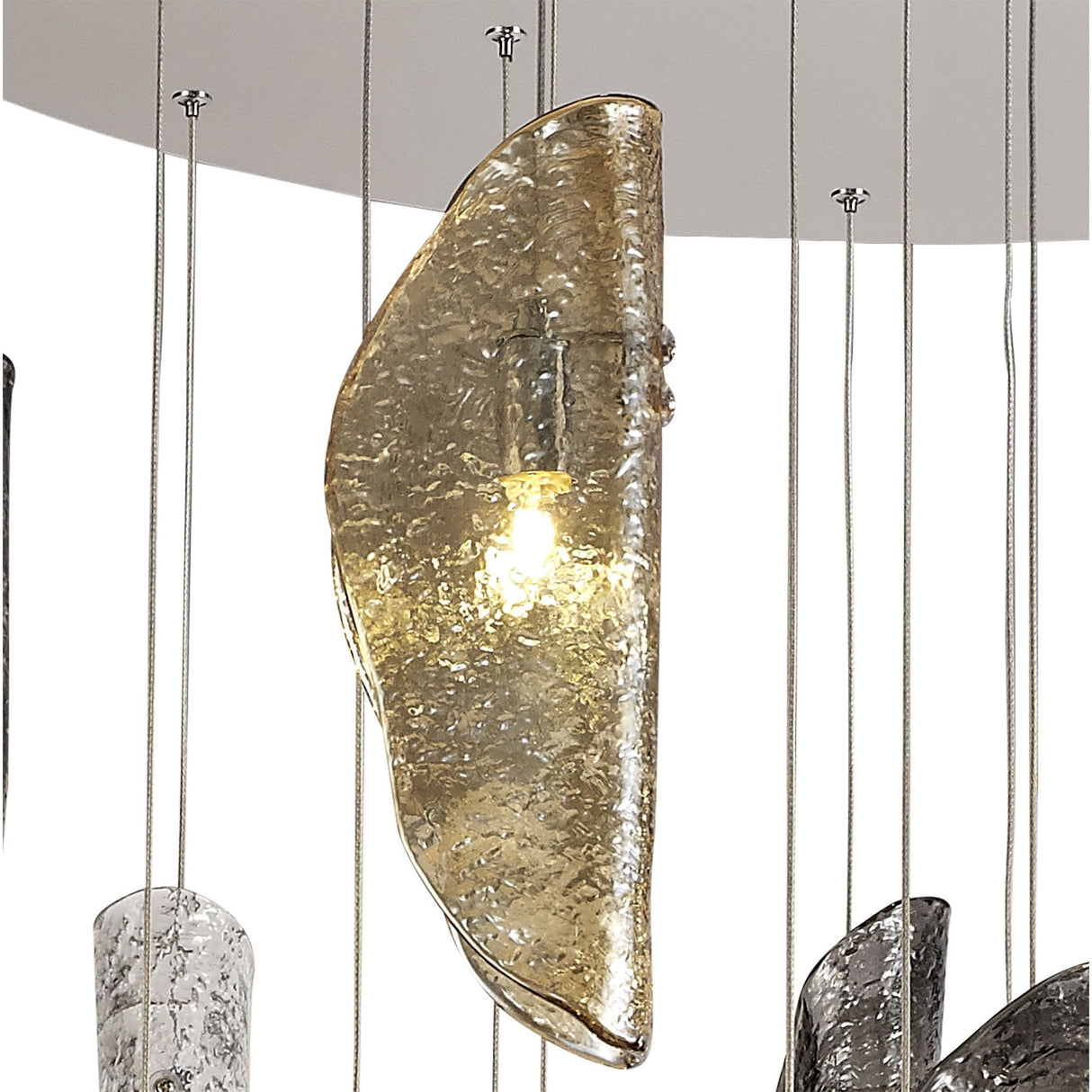 Stellar Cascade Pendant, 21-Light, Polished Chrome with Gradient Glass Spheres