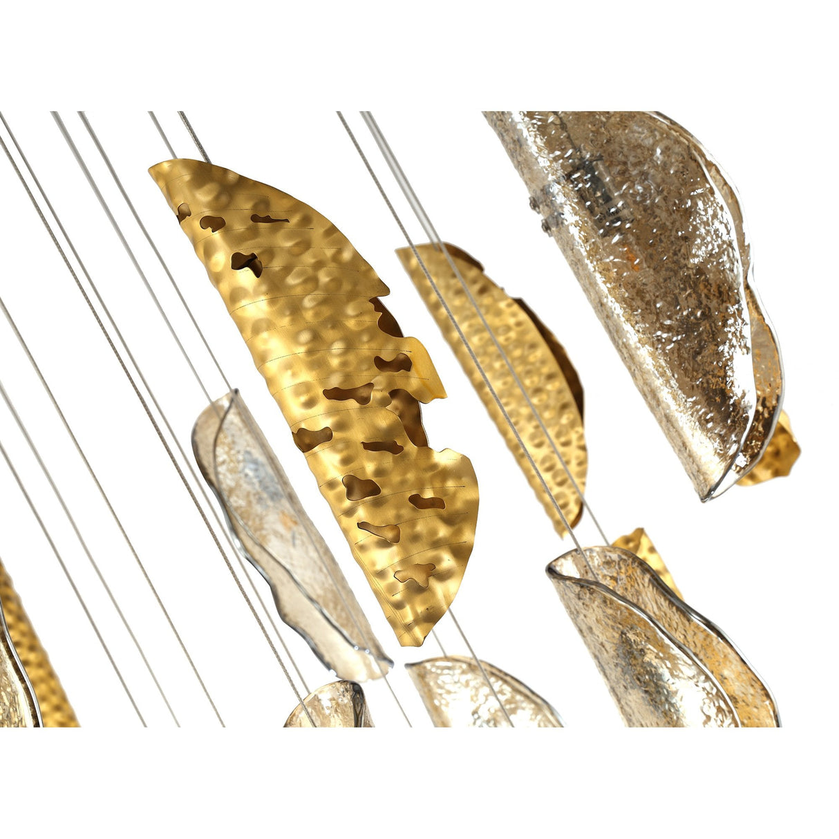 Luxe Cascade Pendant Light with Cognac Glass and Brass Accents