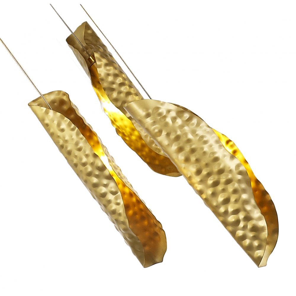 Luxe Cascade Pendant Light with Cognac Glass and Brass Accents