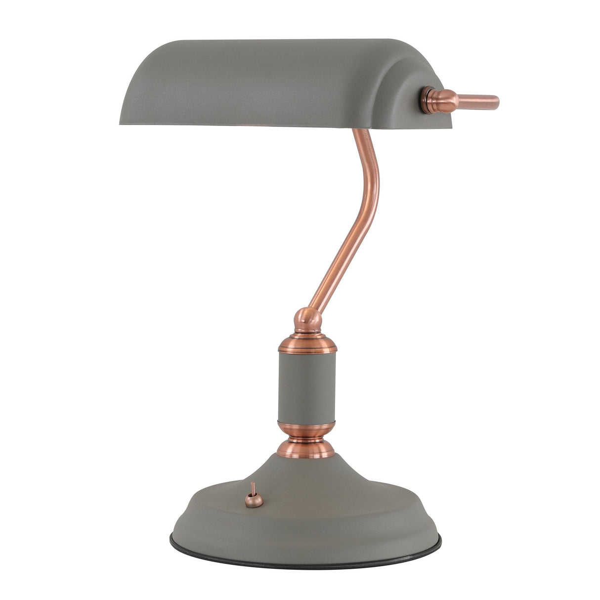 Elegant Sand Grey Table Lamp with Copper Accents and Toggle Switch