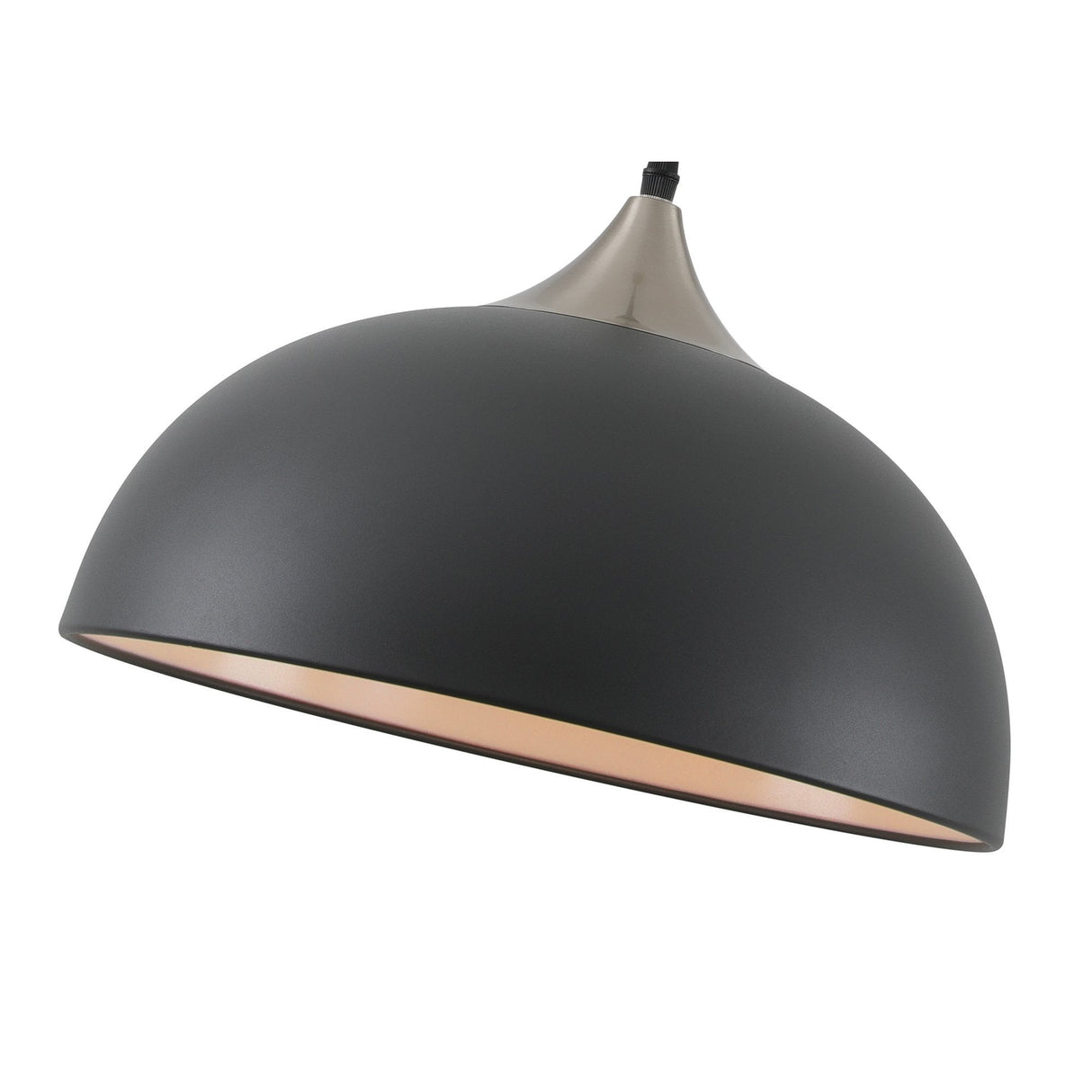 Modern Sand Black and Satin Nickel Pendant Light with Adjustable Drop
