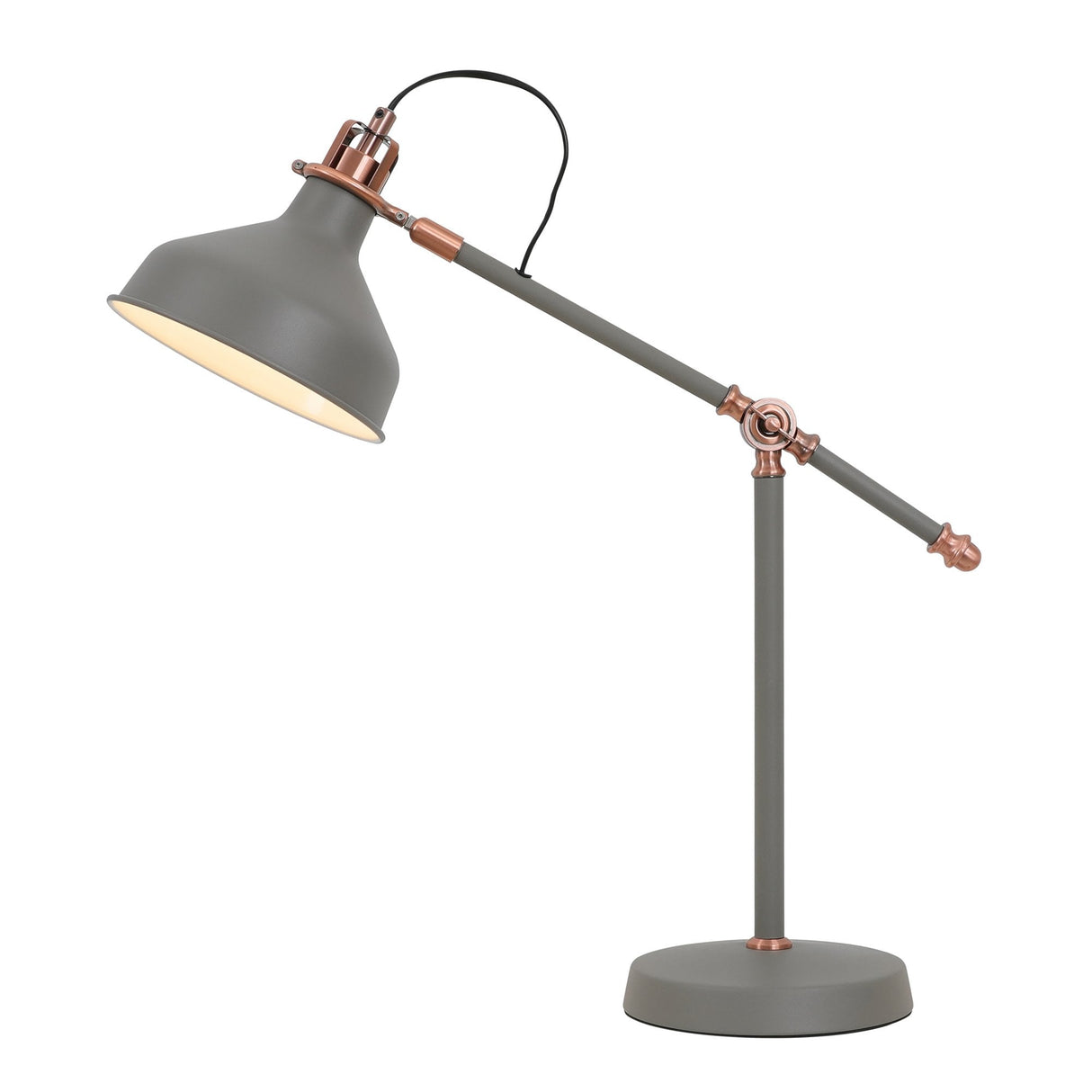 Versatile Sand Grey and Copper Adjustable Desk Lamp