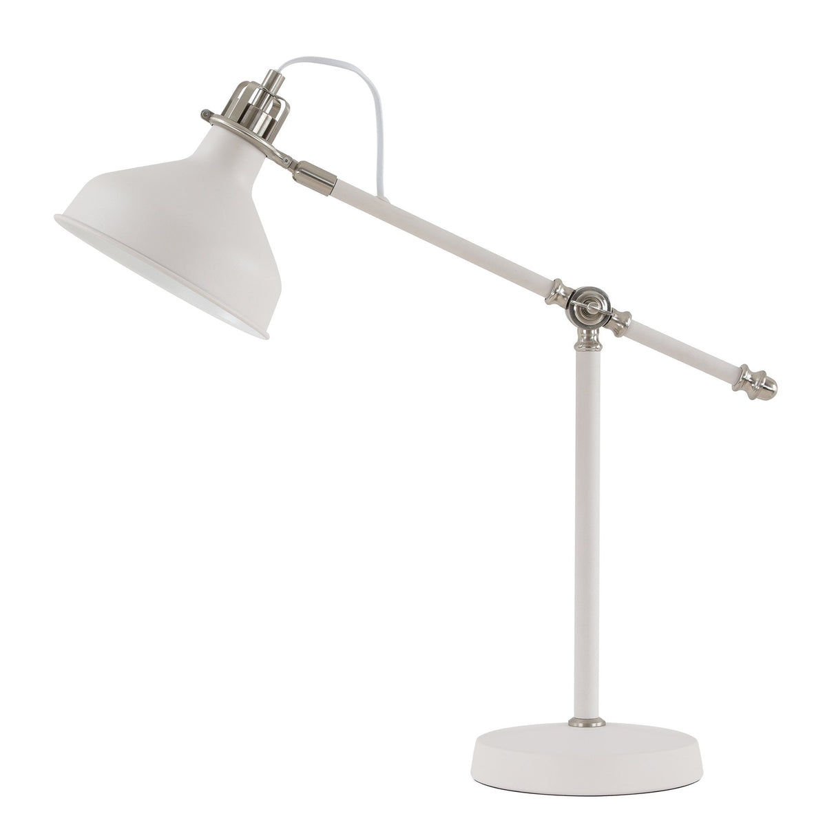 Elegant Adjustable Table Lamp in Sand White and Satin Nickel Finish