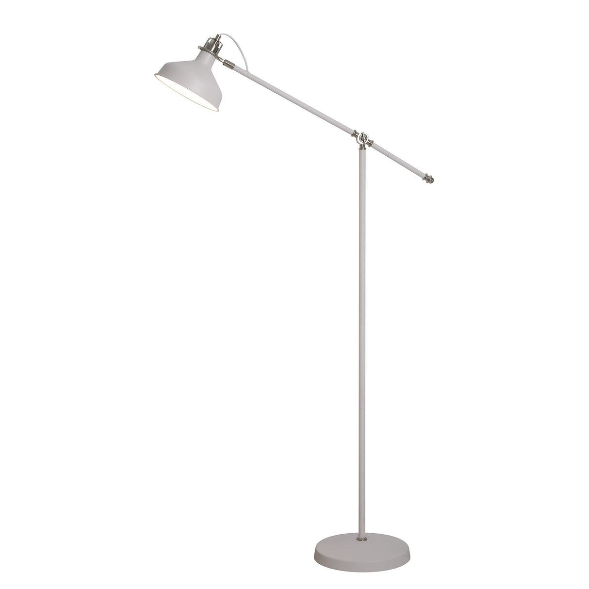 Modern Adjustable Floor Lamp with Satin Nickel and Sand White Finish