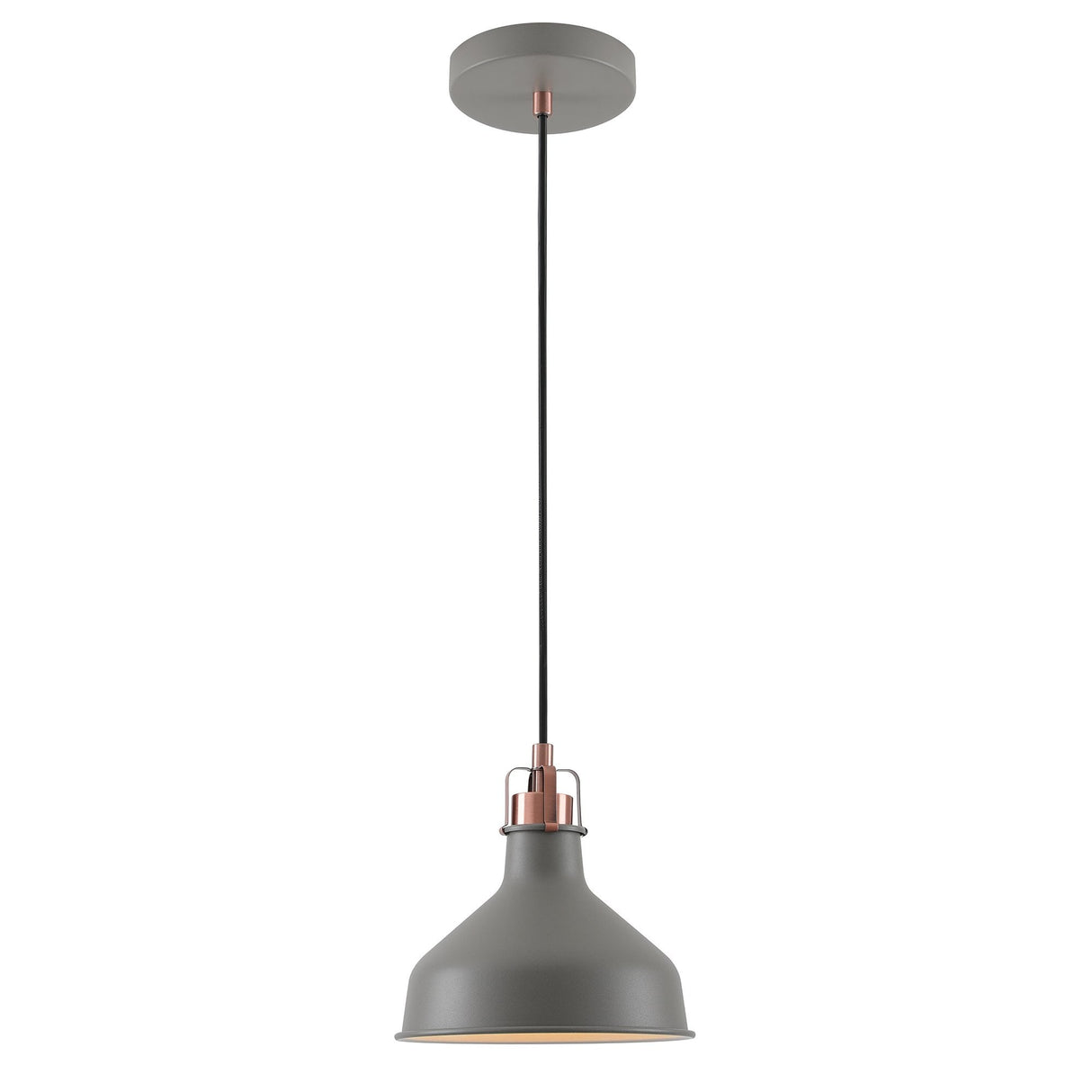 Elegant Sand Grey & Copper Pendant Light - E27, Adjustable Drop
