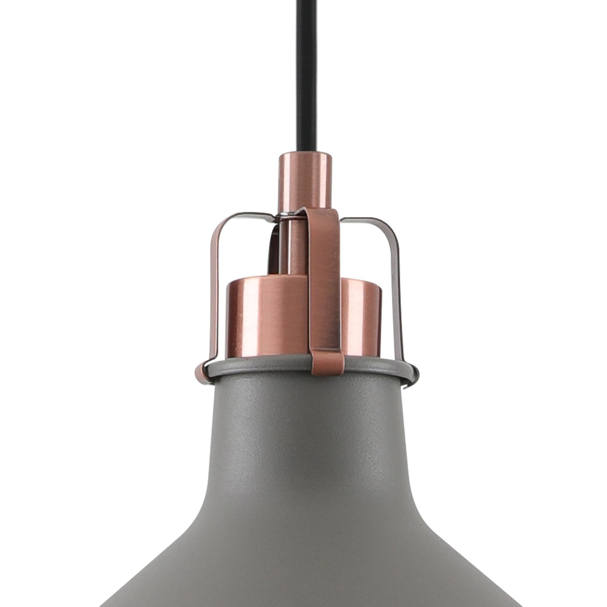 Elegant Sand Grey & Copper Pendant Light - E27, Adjustable Drop