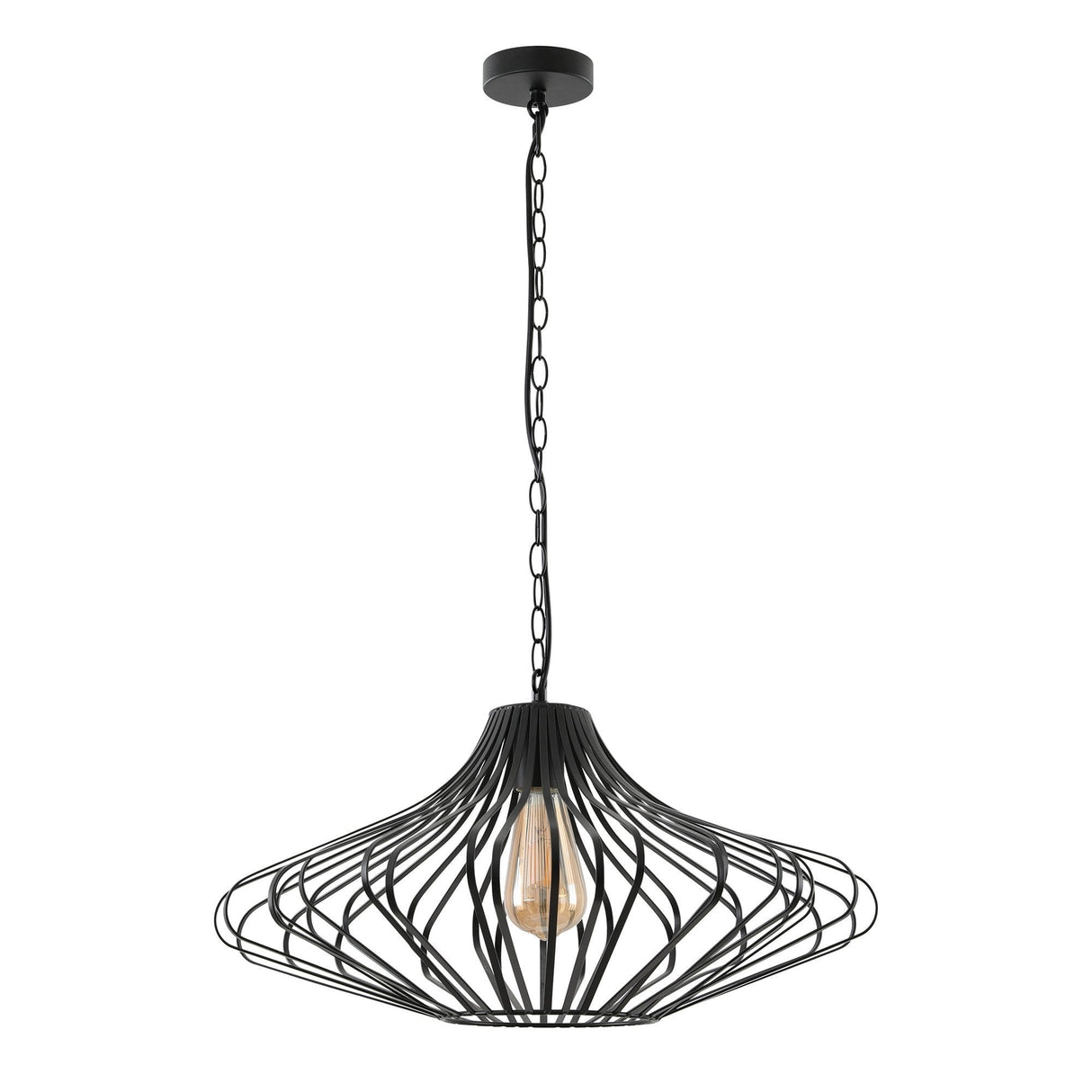 Sleek Matte Black E27 Pendant Light Fixture