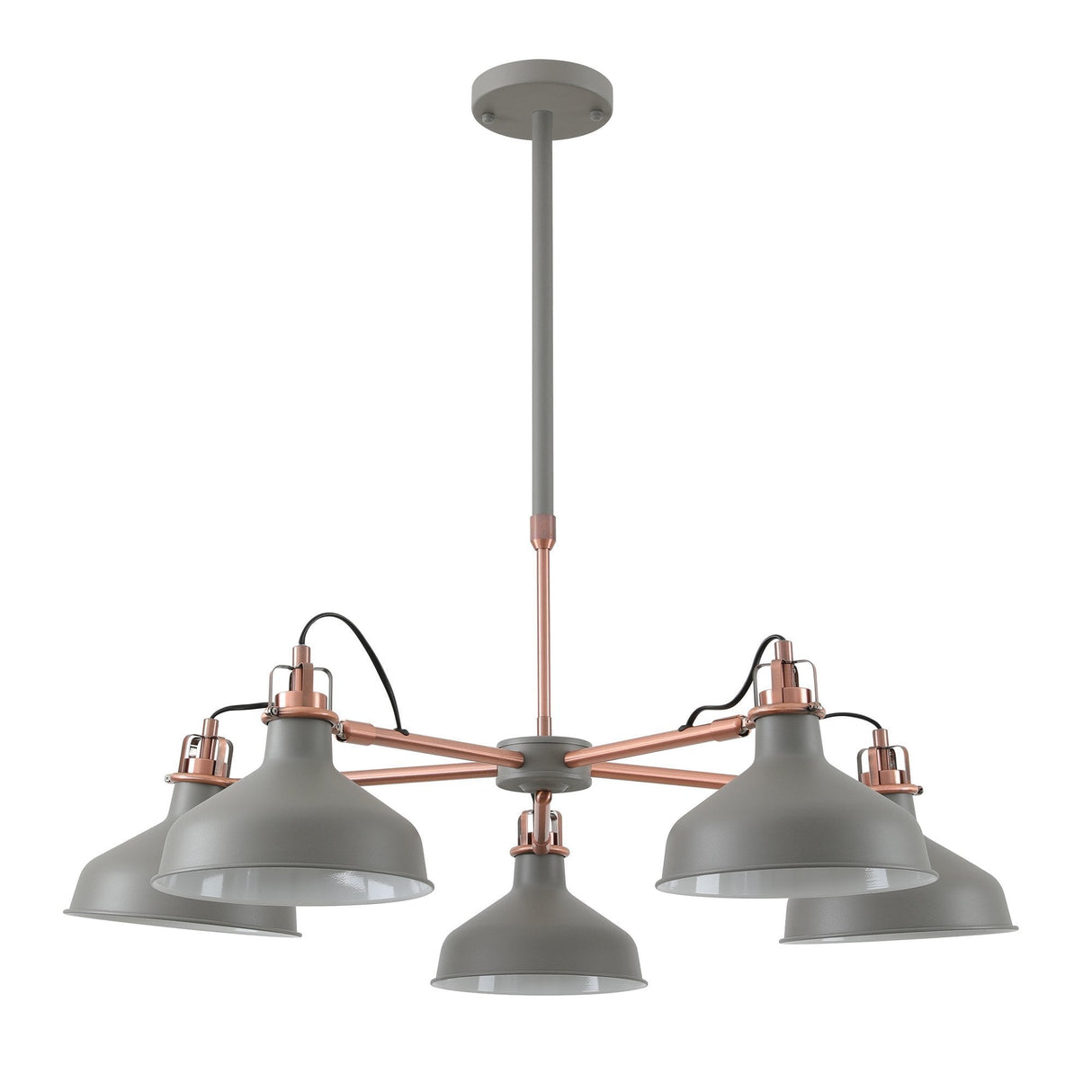 Modern Elegant 5-Light Pendant, E27, Sand Grey/Copper Accent