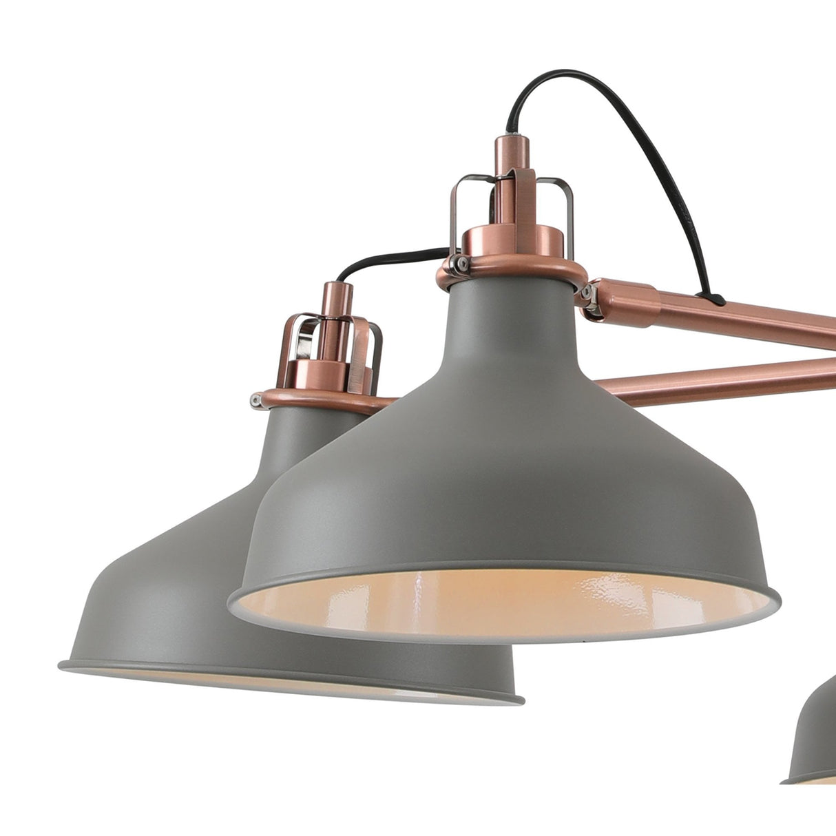 Modern Elegant 5-Light Pendant, E27, Sand Grey/Copper Accent