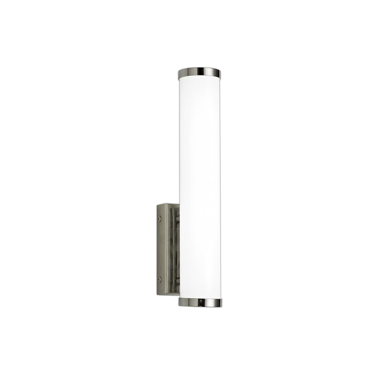 Compact Chrome Wall Light with Opal Shade, 9W LED, 4000K, IP44, 3-Year Warranty
