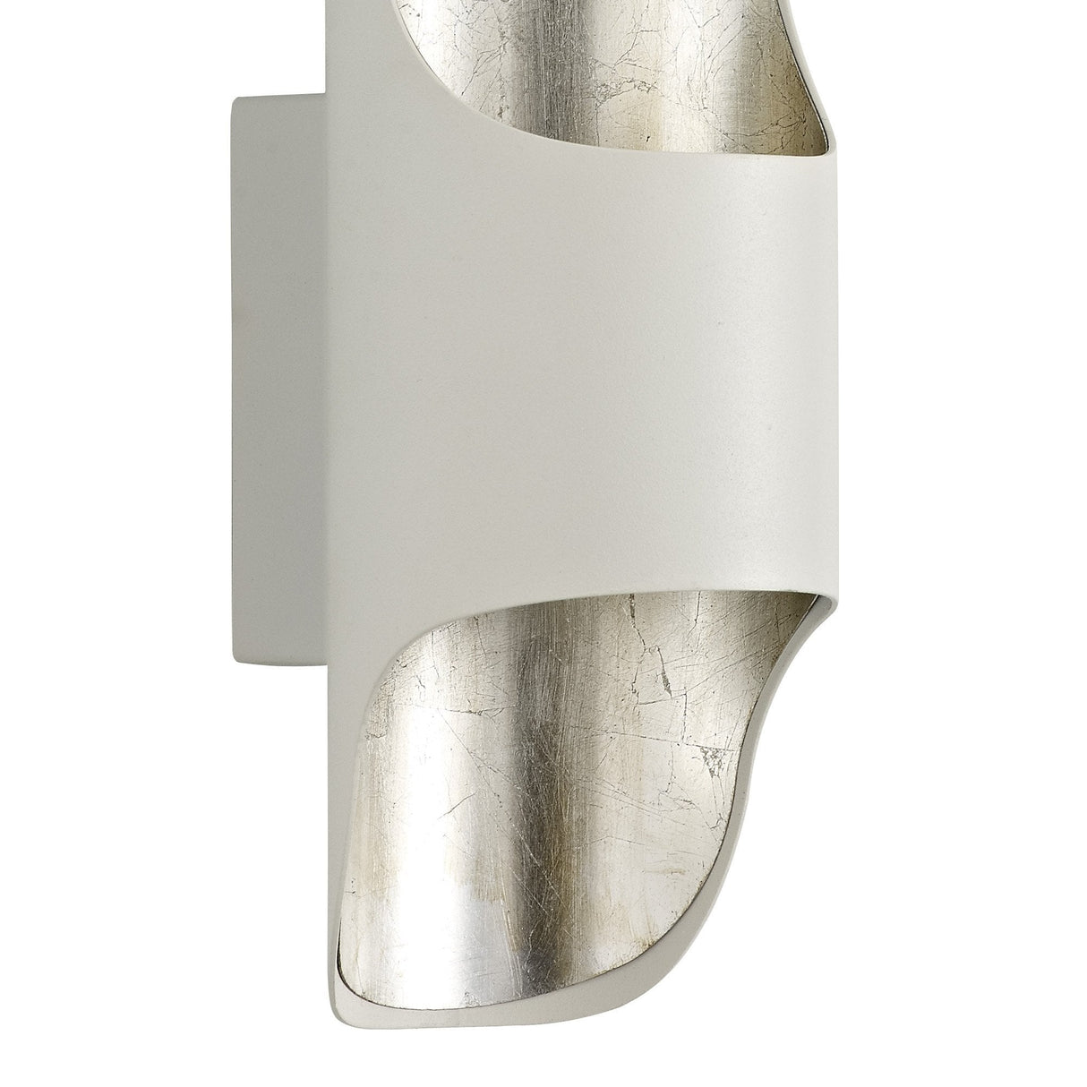 Elegant Wall Lamp with Integrated 8W LED, White & Silver Leaf Finish, 3000K Warm Glow
