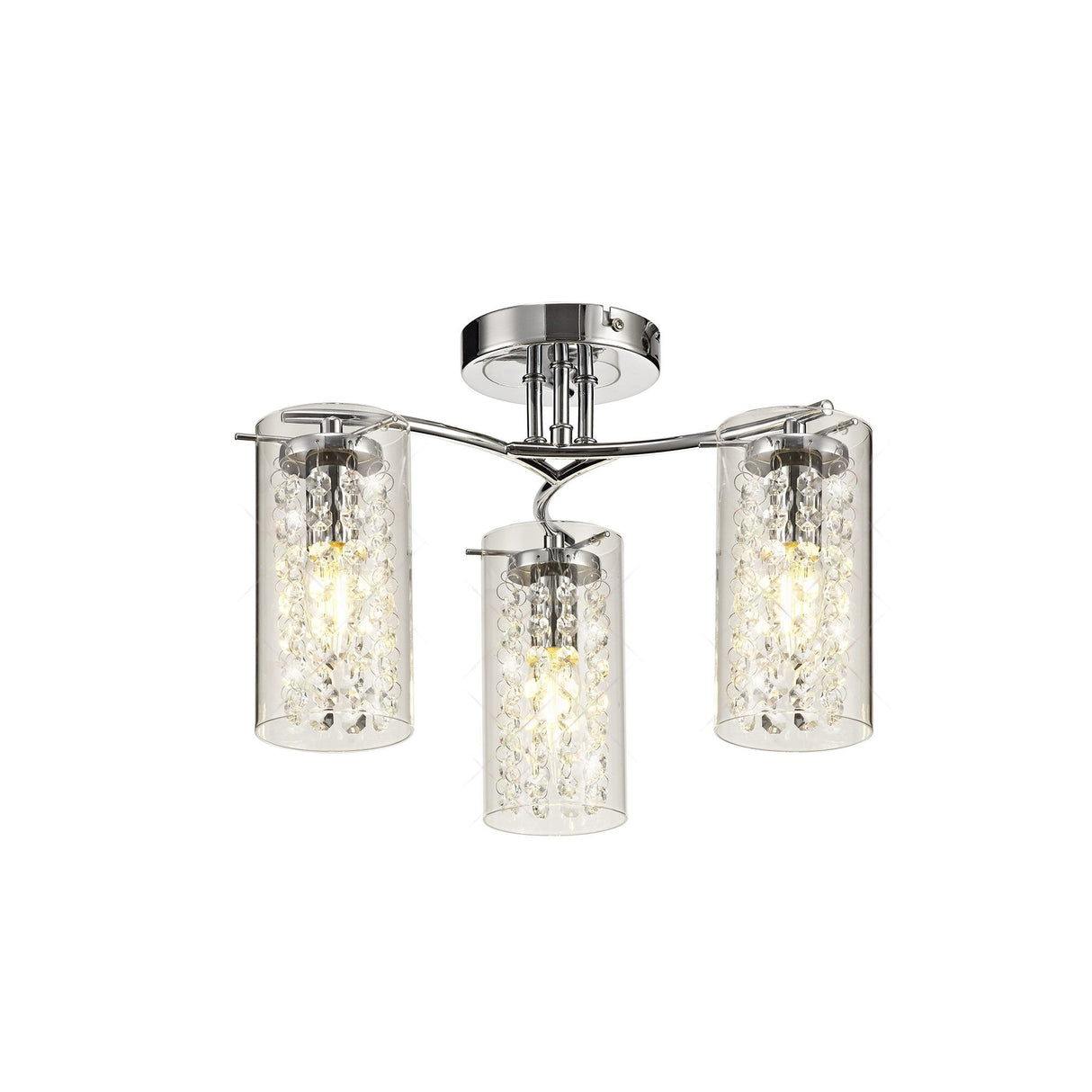 Radiant Elegance Semi-Flush Ceiling Light with Crystal Glass Detailing