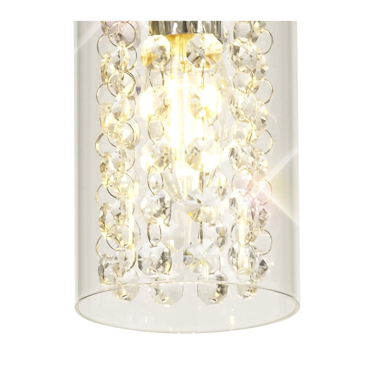 Elegance Crystal Glass Ceiling Light, 5 x E14, Polished Chrome Finish