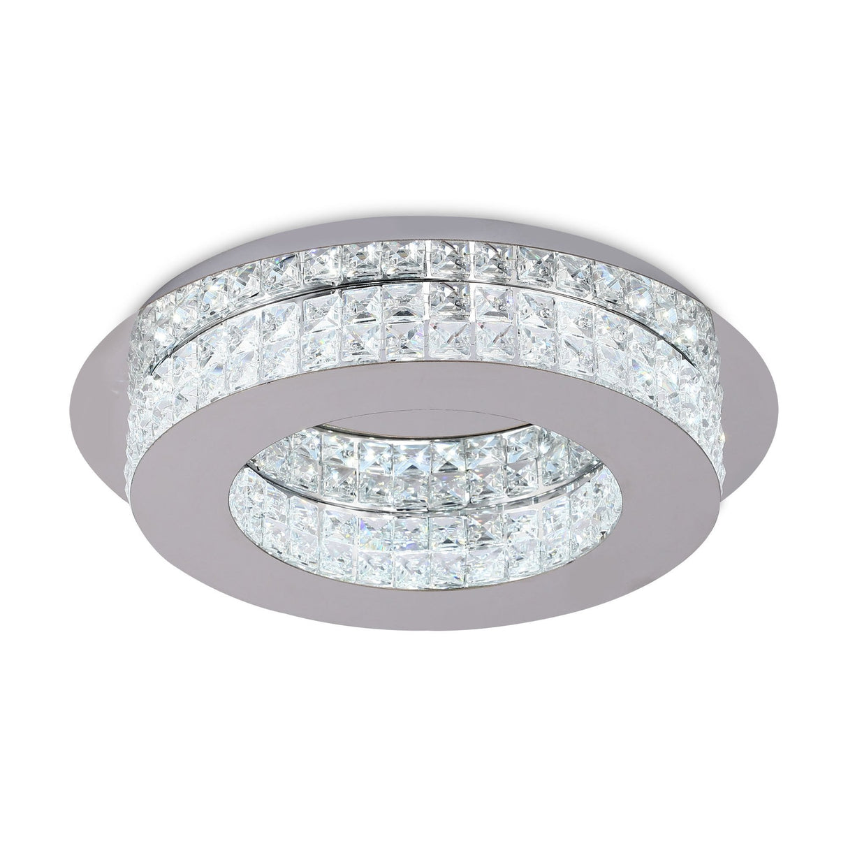Elegant 18W LED Ceiling Light in Polished Chrome and Crystal, 4000K, 418lm, 3-Year Warranty