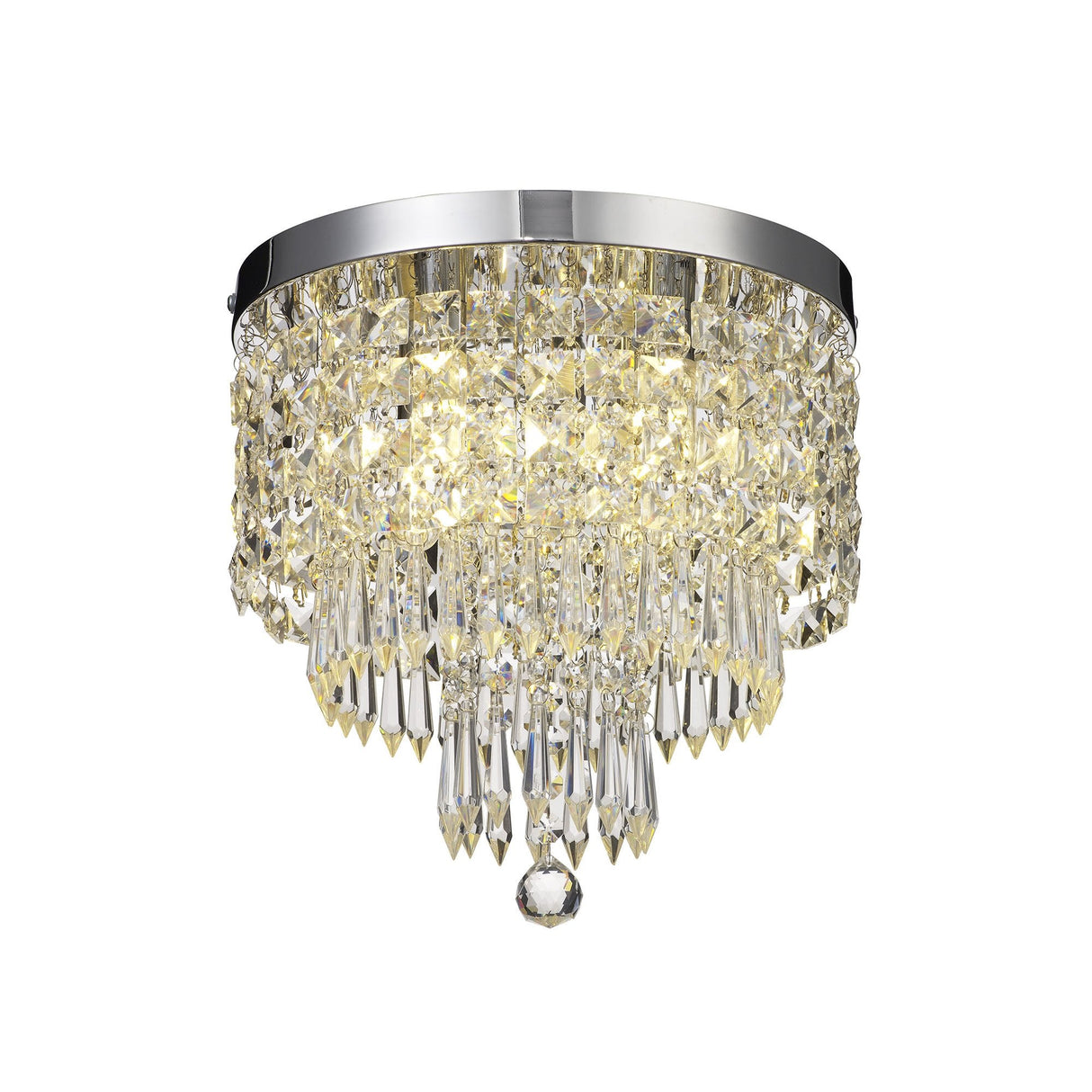Elegant 4-Light Crystal Ceiling Fixture, Polished Chrome Finish