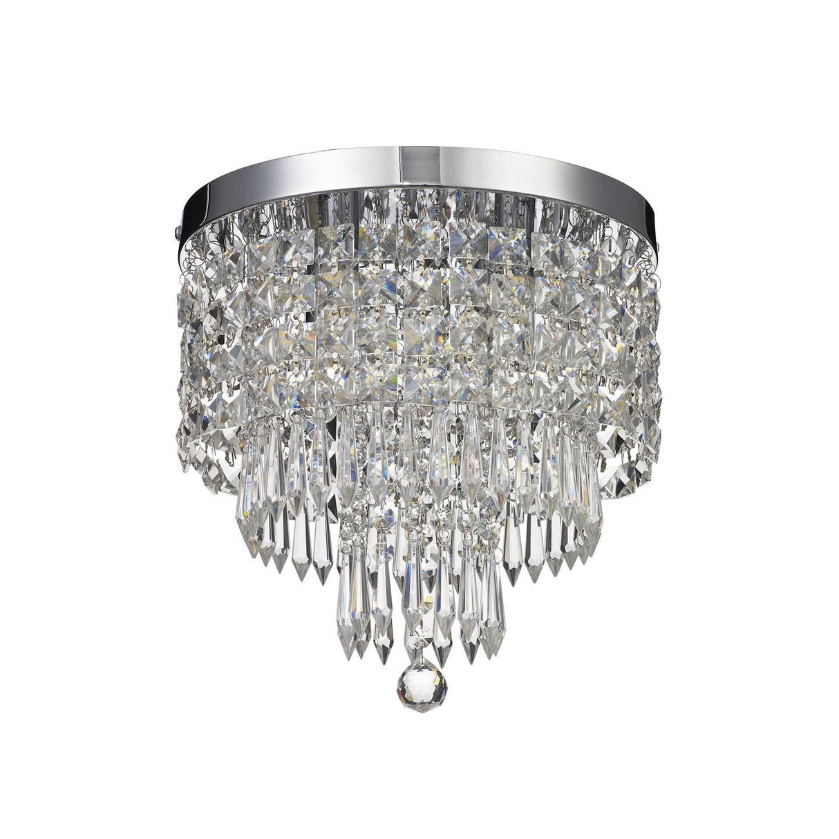 Elegant 4-Light Crystal Ceiling Fixture, Polished Chrome Finish