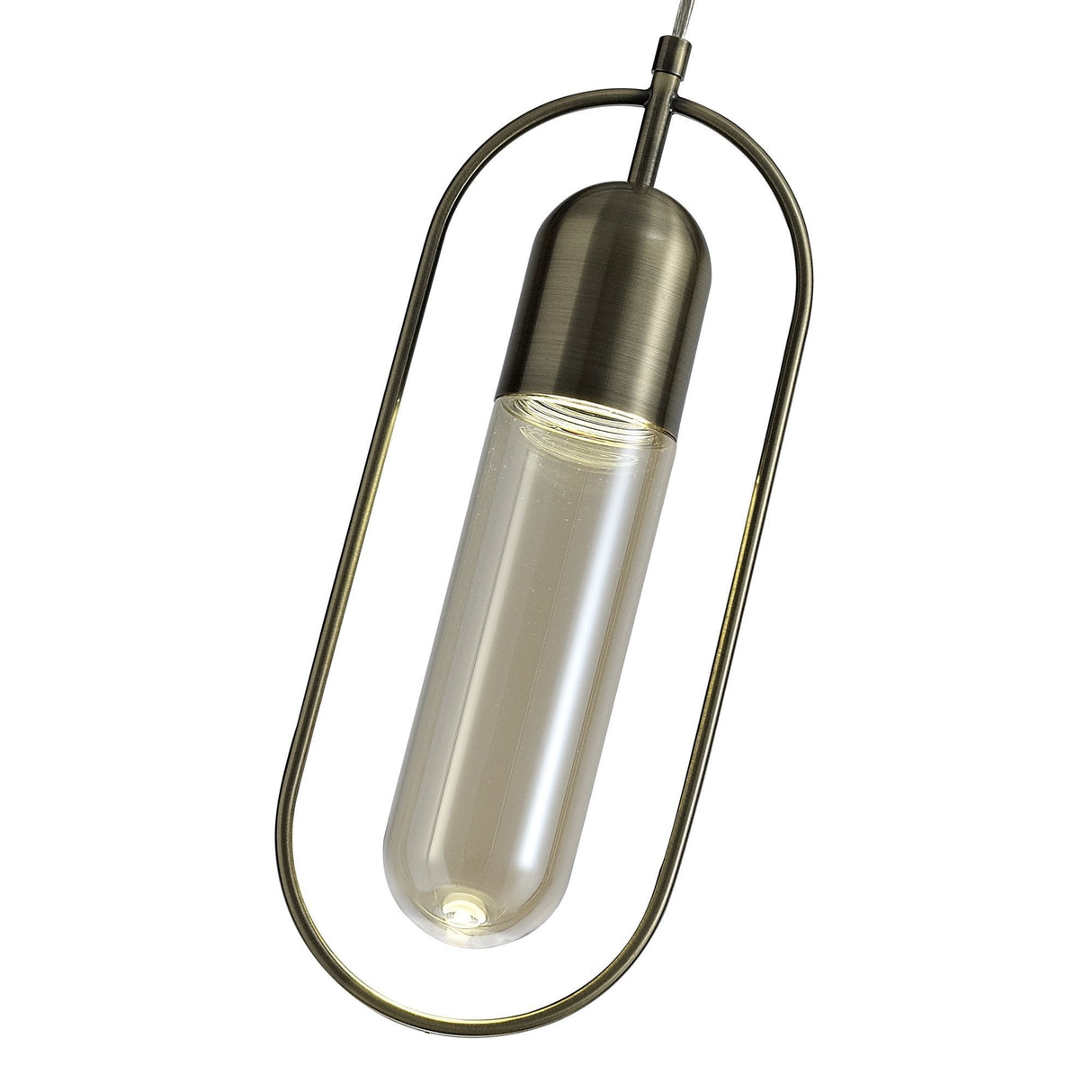 Antique Brass Pendant Light with Amber Shade, 7W LED, 4000K, 790lm, 3-Year Warranty