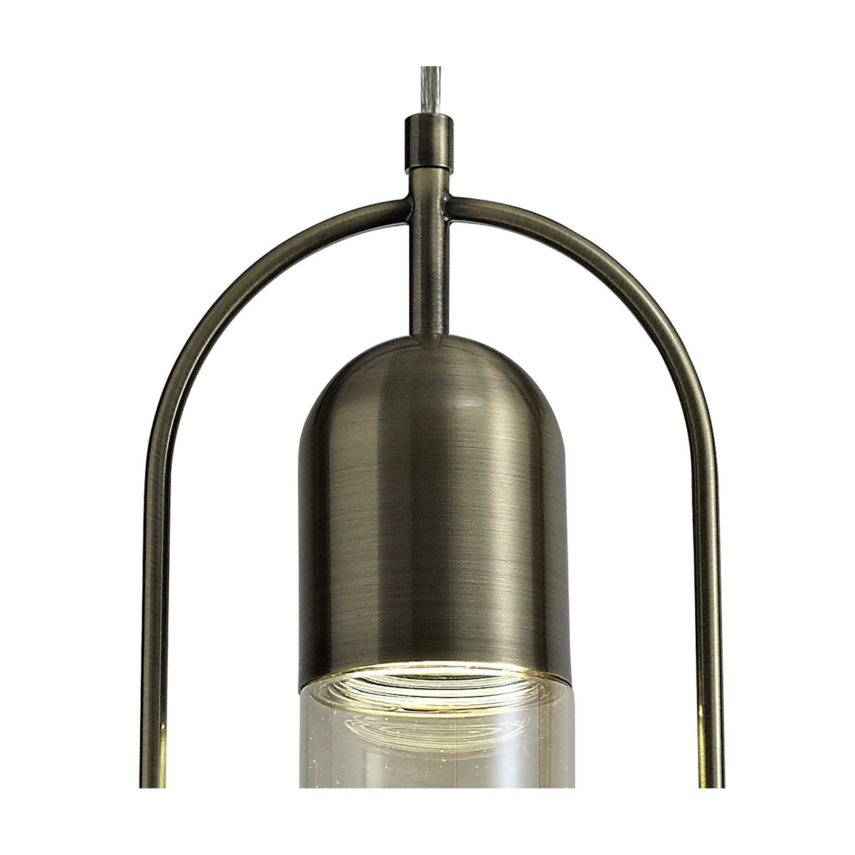 Antique Brass Pendant Light with Amber Shade, 7W LED, 4000K, 790lm, 3-Year Warranty