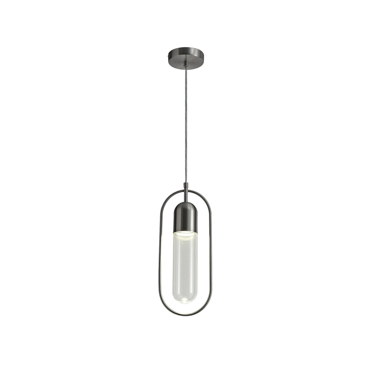 Elegant Satin Nickel LED Pendant Light with Clear Shade - 7W, 4000K, 790lm, 3-Year Warranty