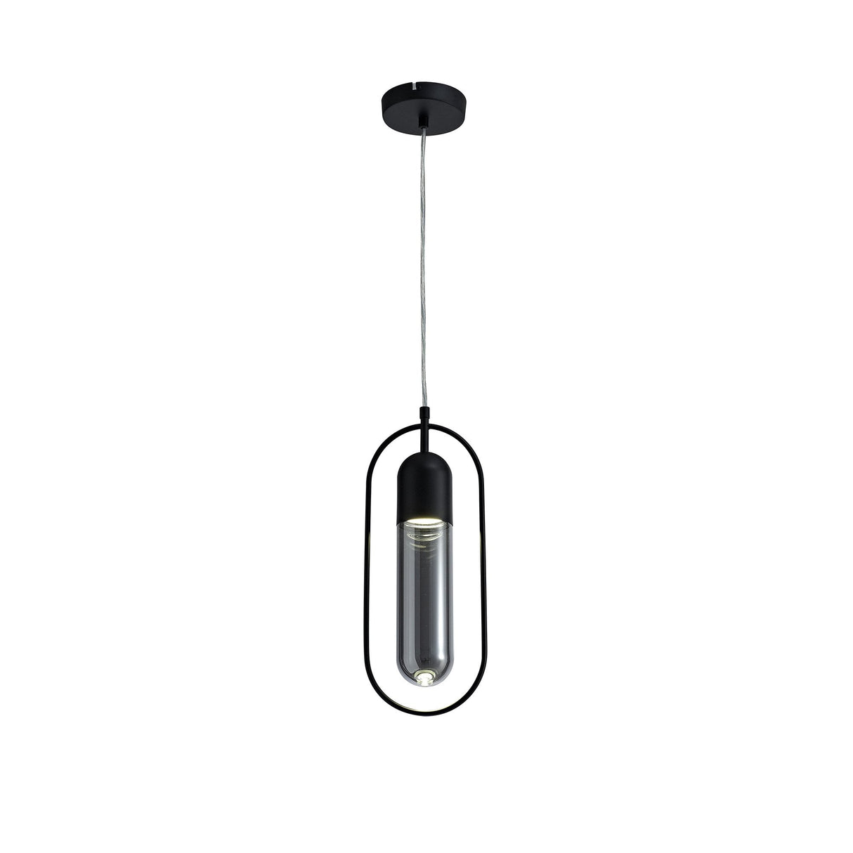 Sleek Black & Smoked Glass Pendant Light with Integrated 7W LED, 790lm, 4000K, 3-Year Warranty
