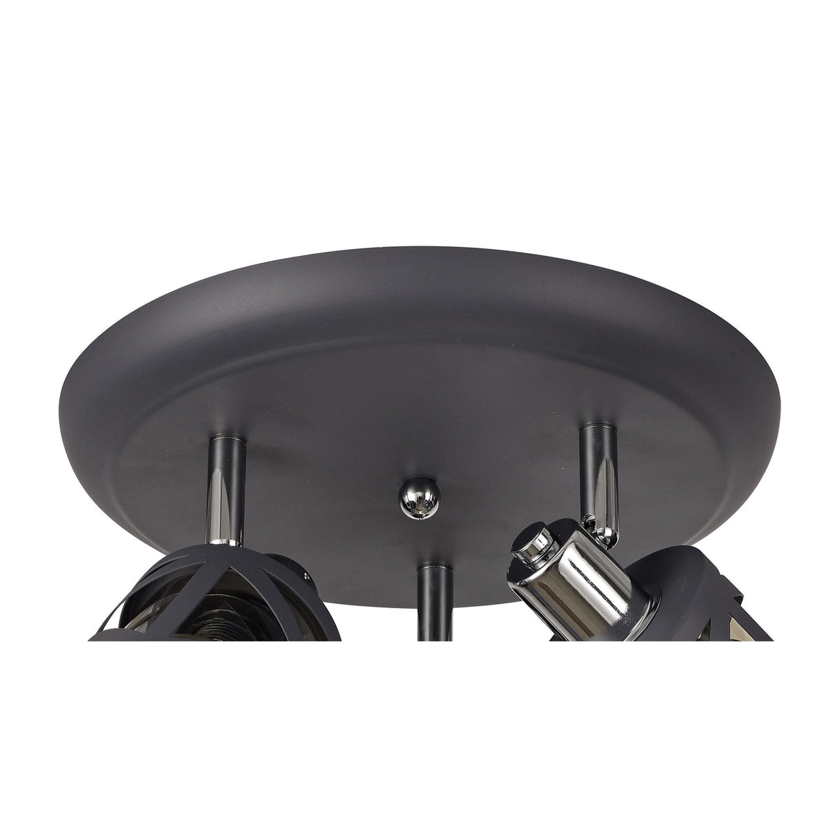 Triple Fixture Round Spotlight in Matte Grey and Polished Chrome with Cognac Shades