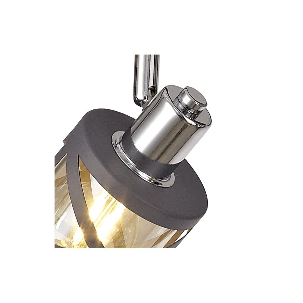 Sleek Modern 4-Light Bar Fixture in Matt Grey, Chrome, and Cognac Glass