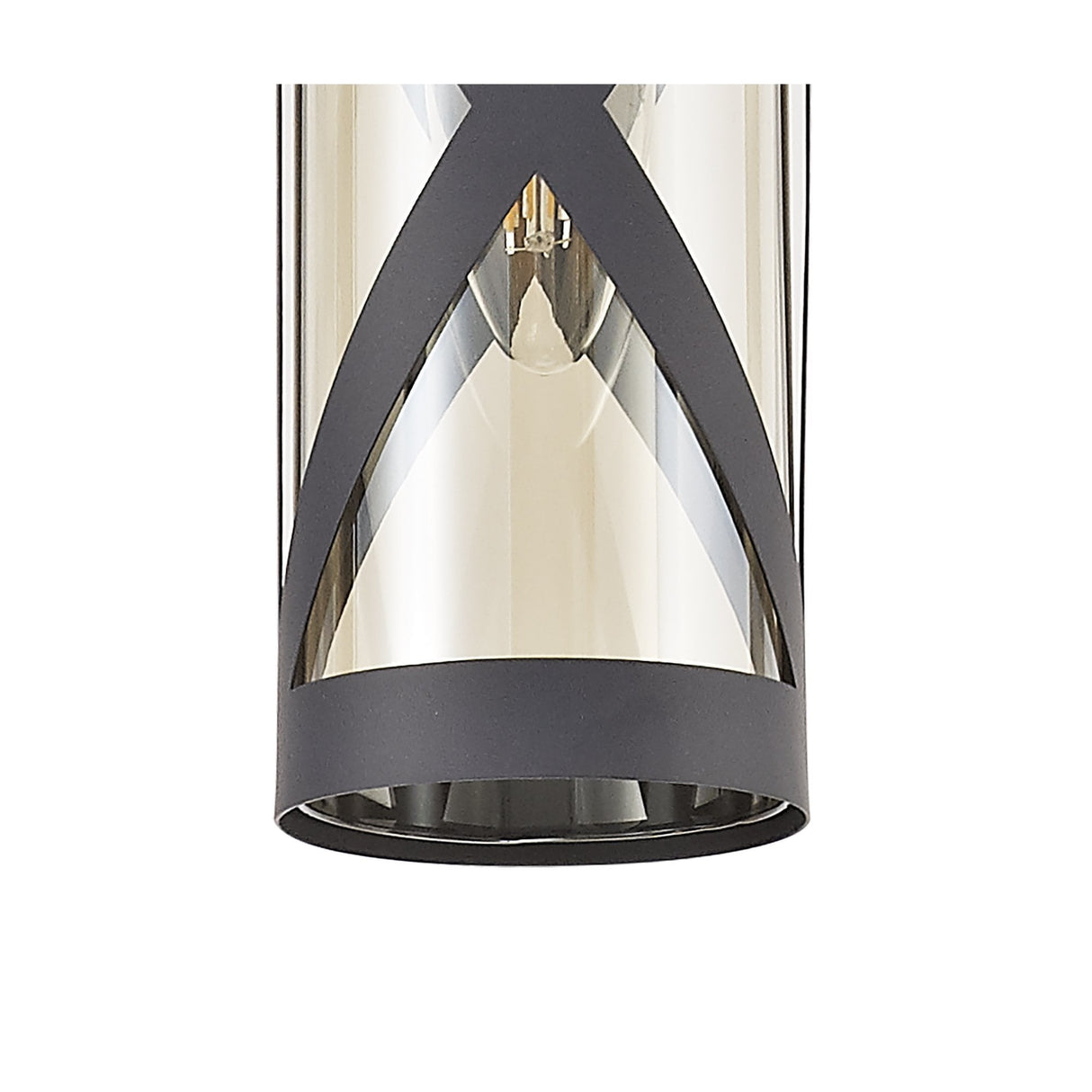 Contemporary Matt Grey and Chrome Pendant Light with Cognac Shade