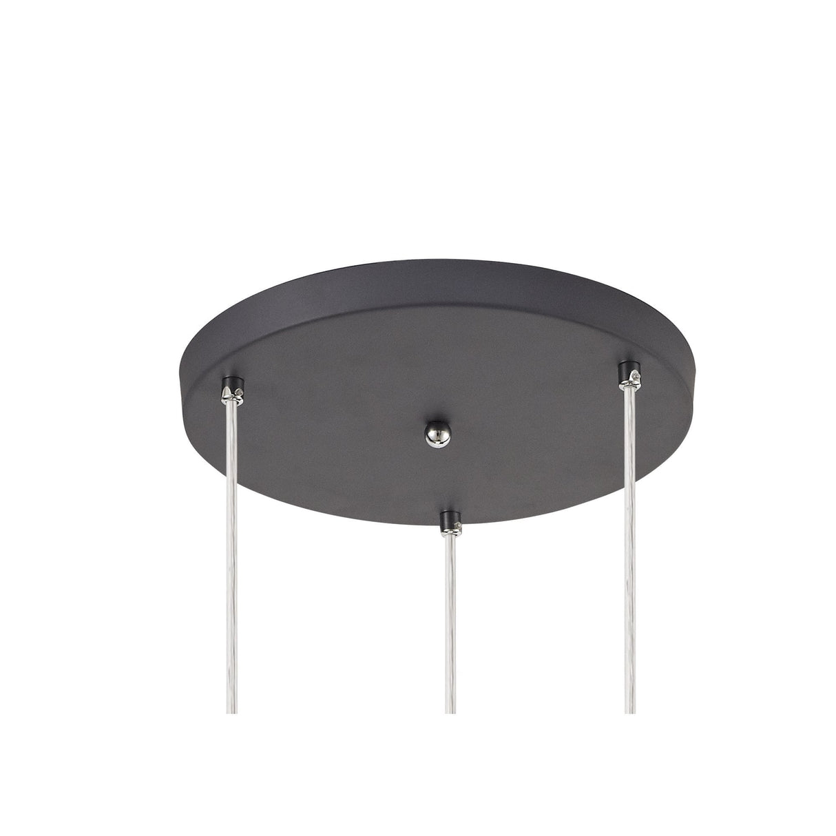 Elegant Trio Pendant Light in Matt Grey and Chrome with Cognac Shade