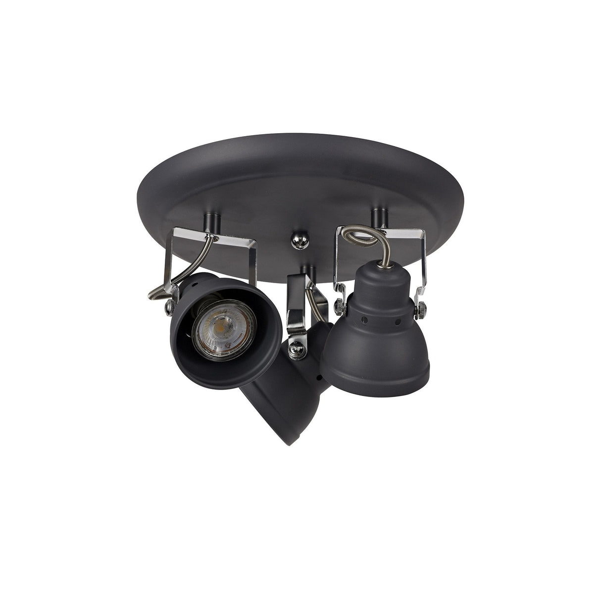 Elegant Adjustable Trio Spotlight in Matte Grey and Polished Chrome Finish