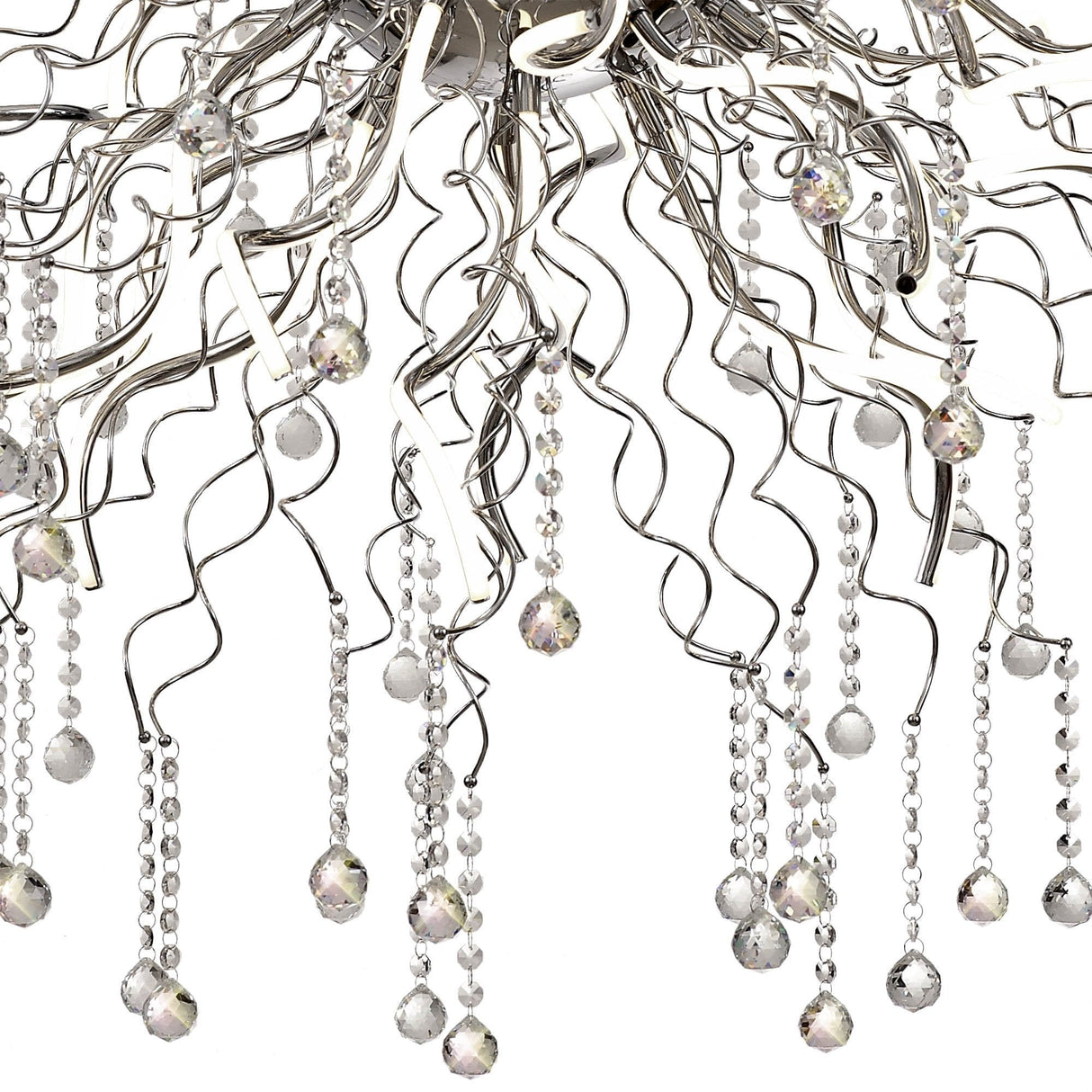 Contemporary Polished Chrome Pendant Light with Dimmable LED, 3000K, and Crystal Accents