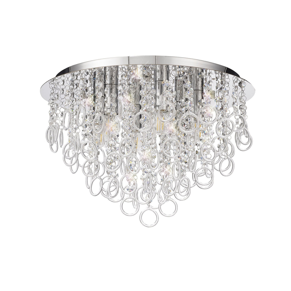 Glamorous 6-Light Crystal Ceiling Fixture in Polished Chrome