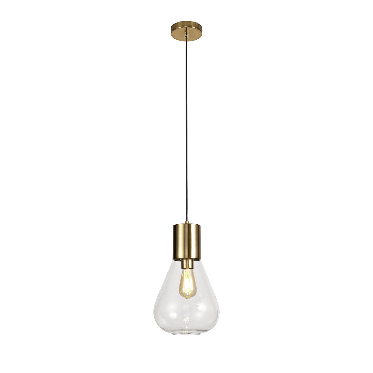 Elegant Glass Pendant Light, Ancient Brass Finish