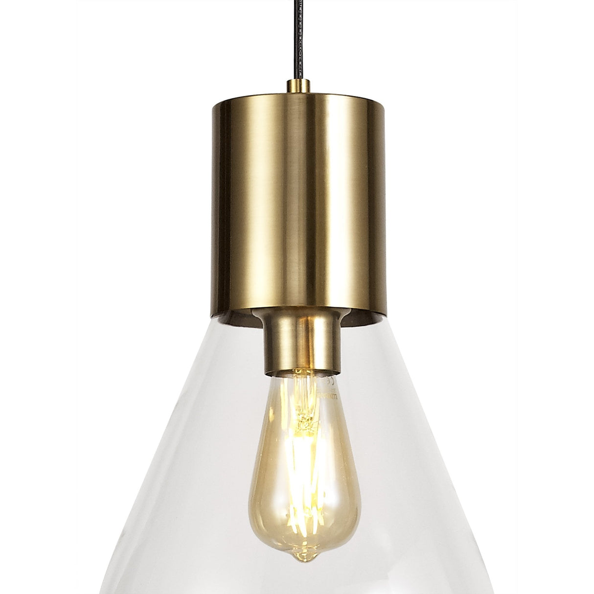 Elegant Glass Pendant Light, Ancient Brass Finish