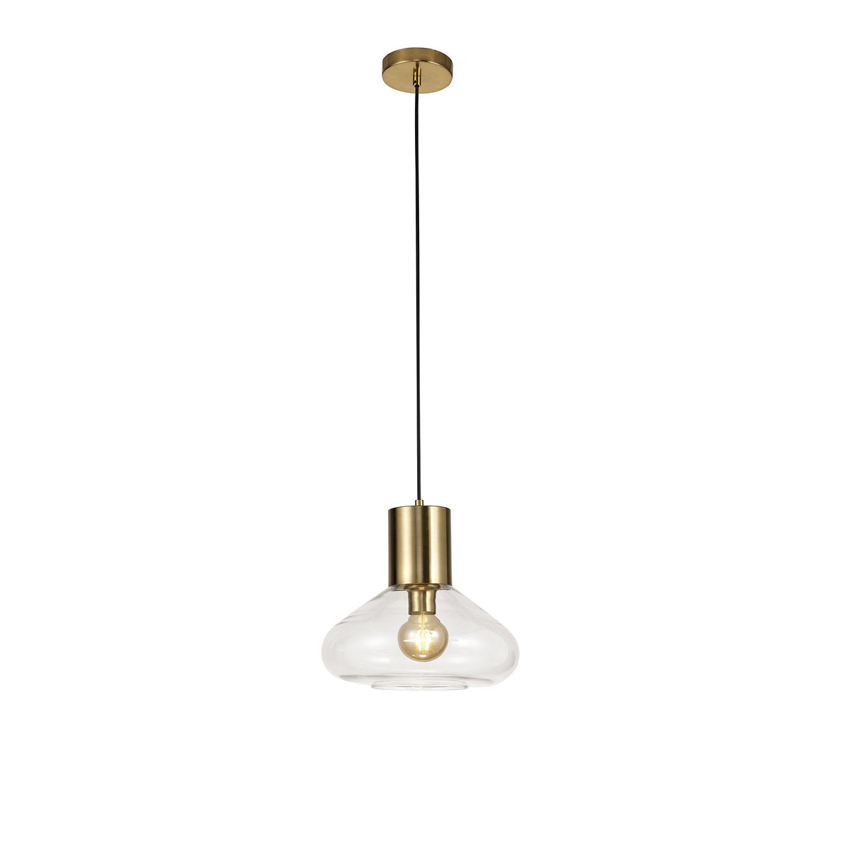 Elegant Brass Pendant Light with Clear Glass Shade