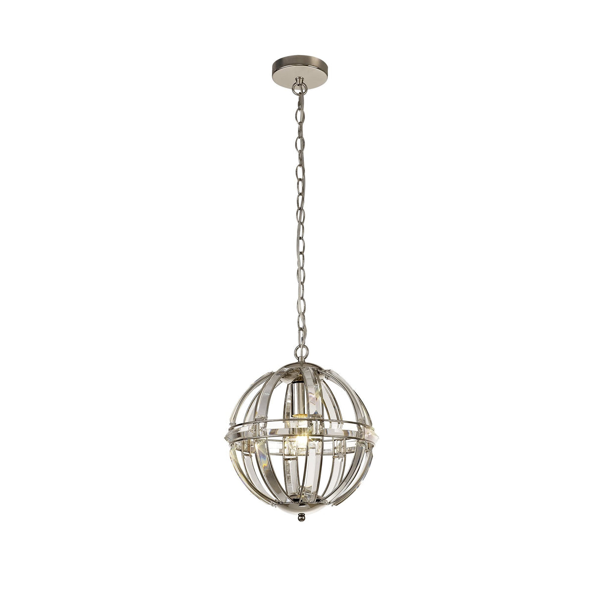 Polished Nickel Pendant Light, 1 E27 Socket