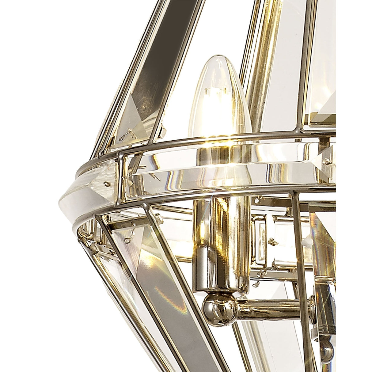 Elegant Tri-Light Polished Nickel Diamond Pendant