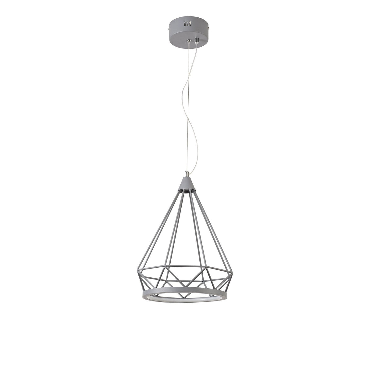 Elegant 8W LED Pendant Light in Matt Grey - 3700K Natural White, Adjustable Drop