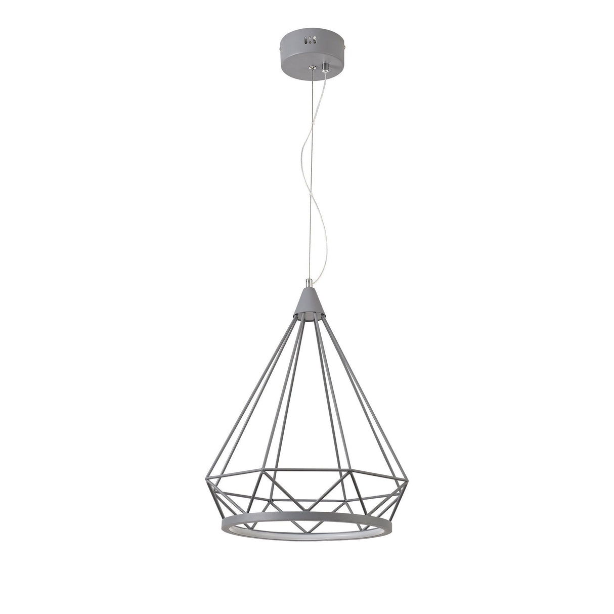 Elegant Geometric Pendant Light, 10W LED, 3700K, Matt Grey Finish, 3-Year Warranty