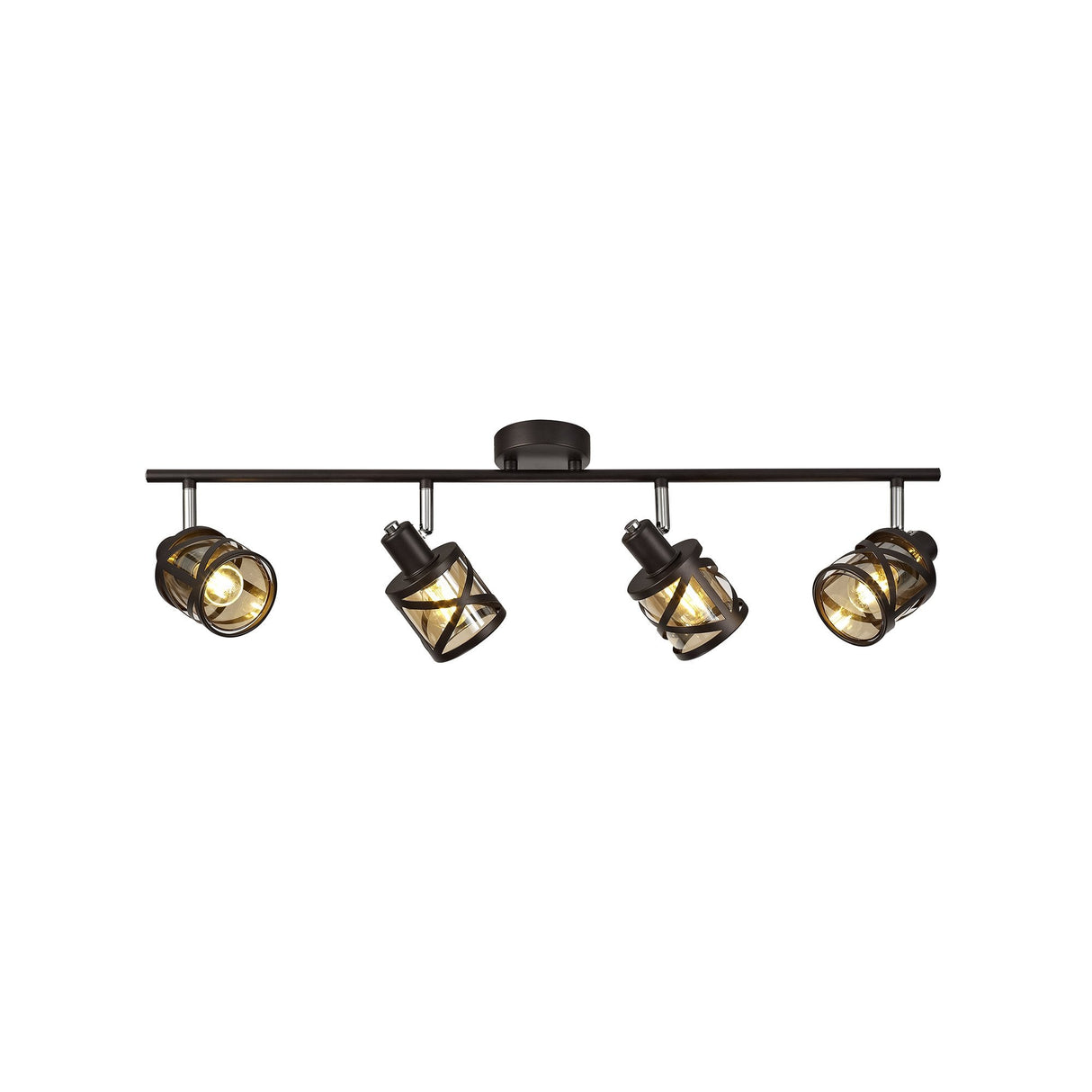 Elegant Quad Light Bar Fixture in Oiled Bronze and Chrome with Amber Shades