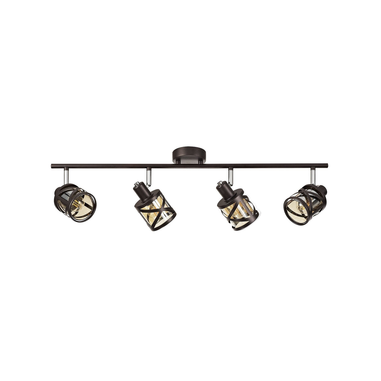 Elegant Quad Light Bar Fixture in Oiled Bronze and Chrome with Amber Shades